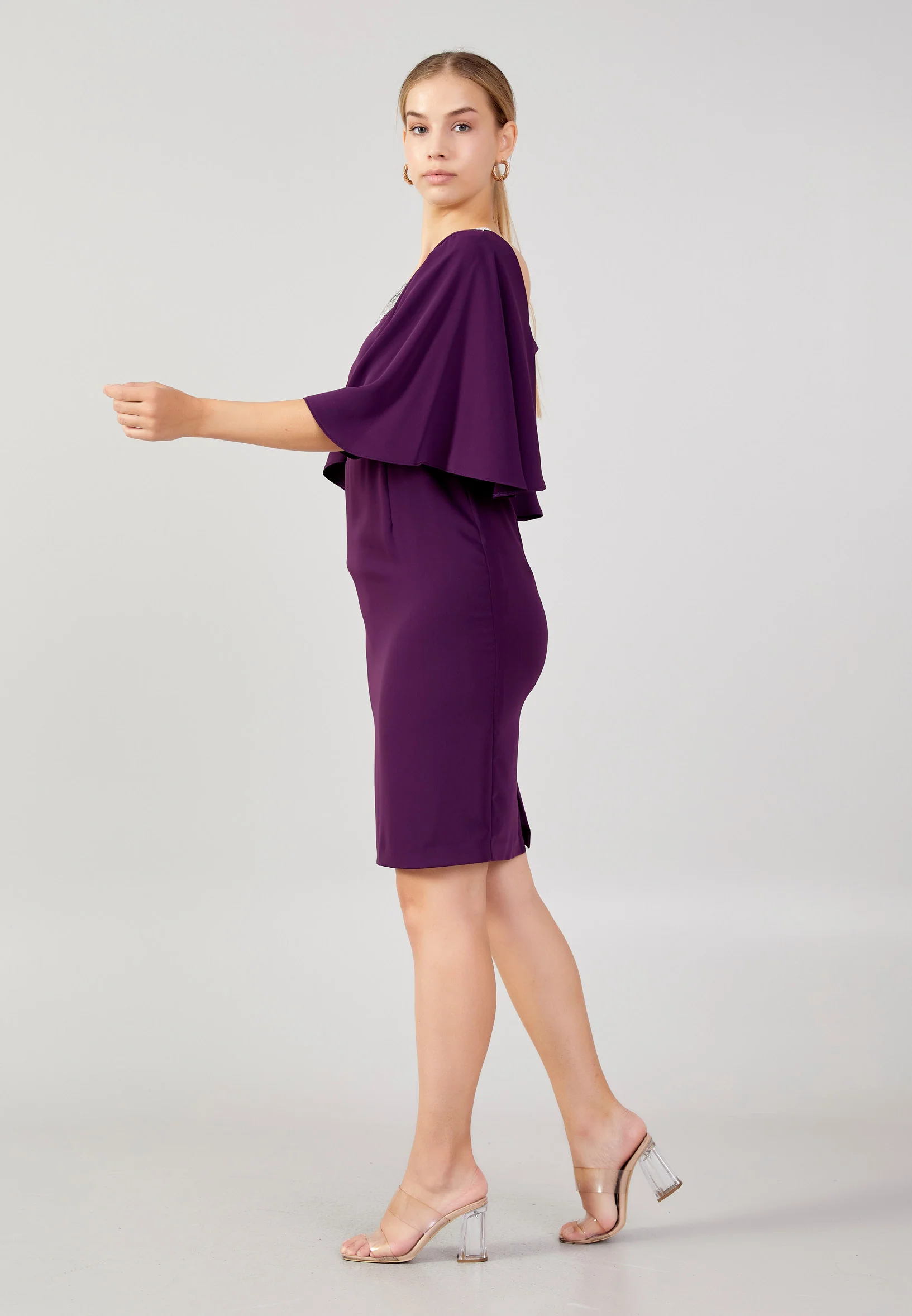Mid-Length Midi Viscose Column Plus Size Evening Dress aja3617 - Image 11