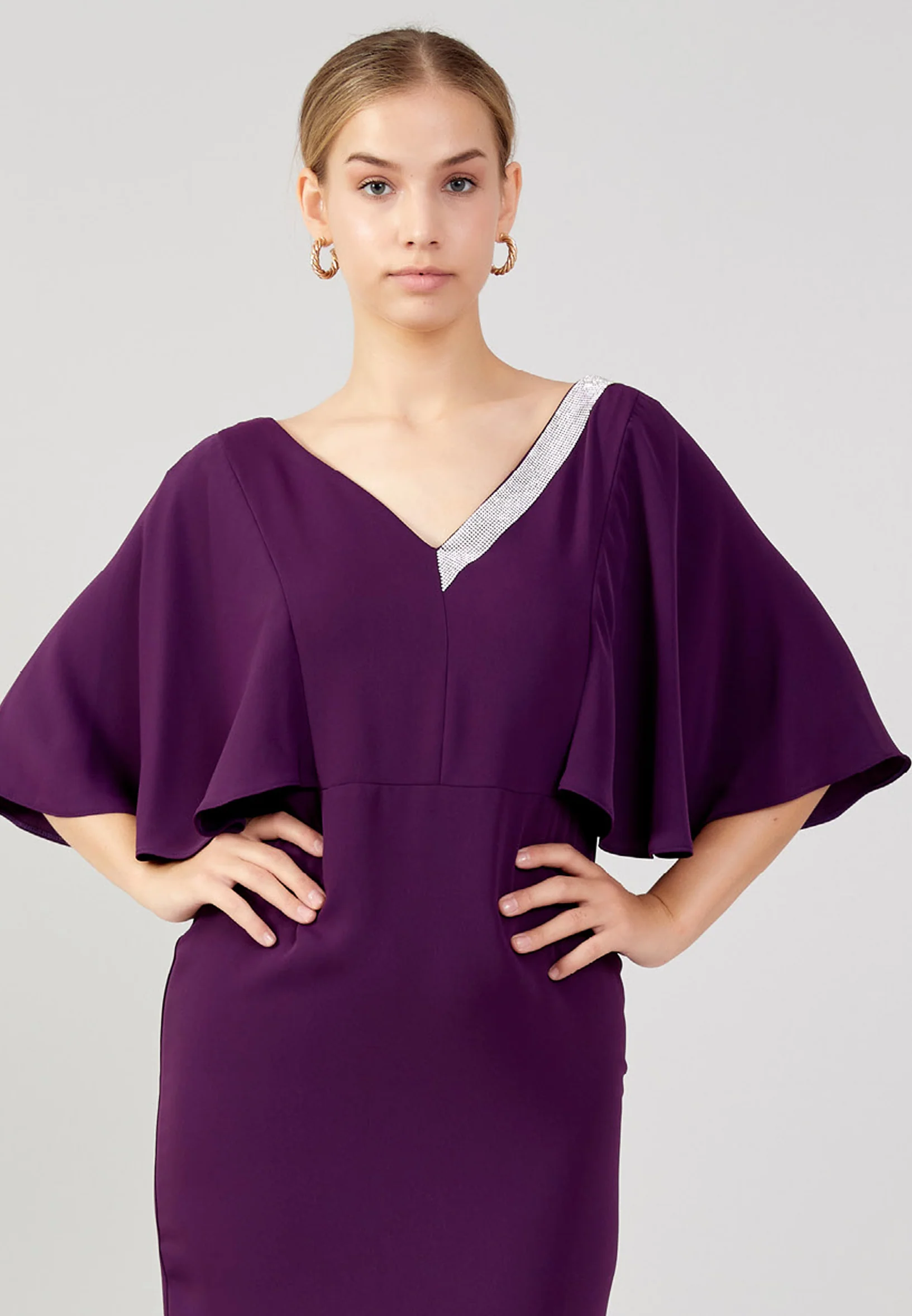 Mid-Length Midi Viscose Column Plus Size Evening Dress aja3617 - Image 12