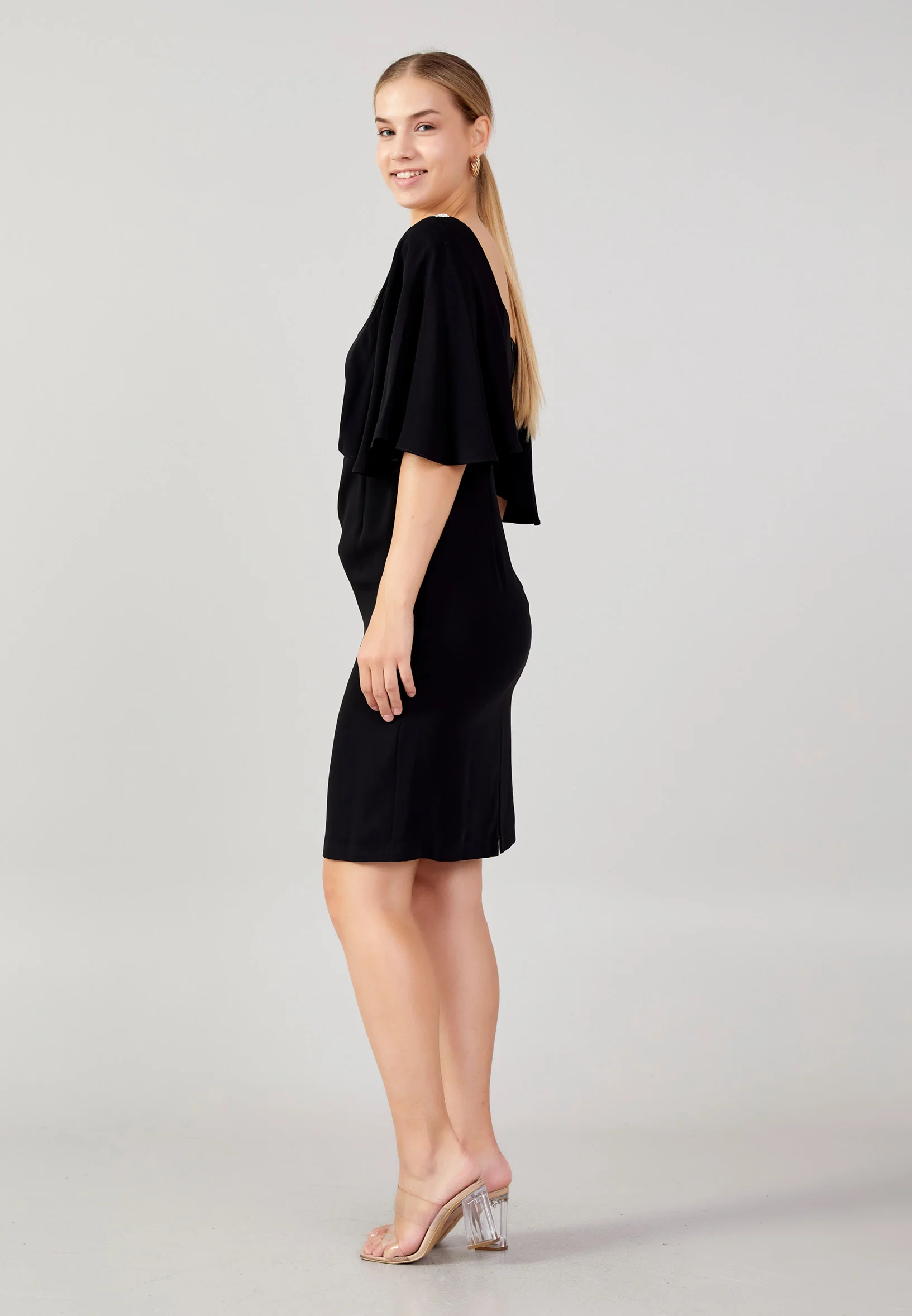 Mid-Length Midi Viscose Column Plus Size Evening Dress aja3617 - Image 3