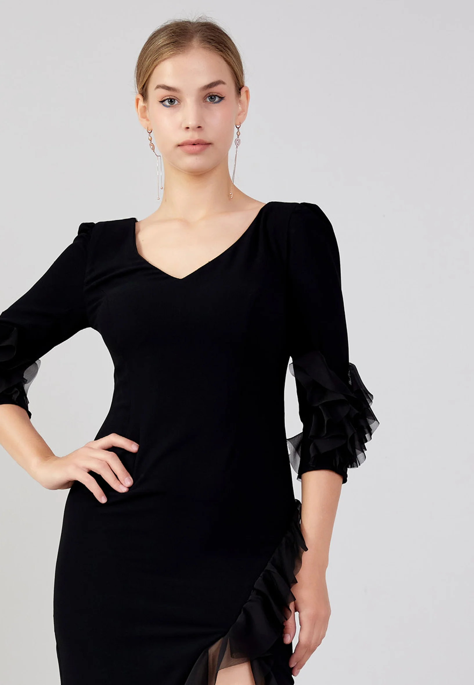 Mid-Length Midi Viscose Column Plus Size Evening Dress nzn4059 - Image 4