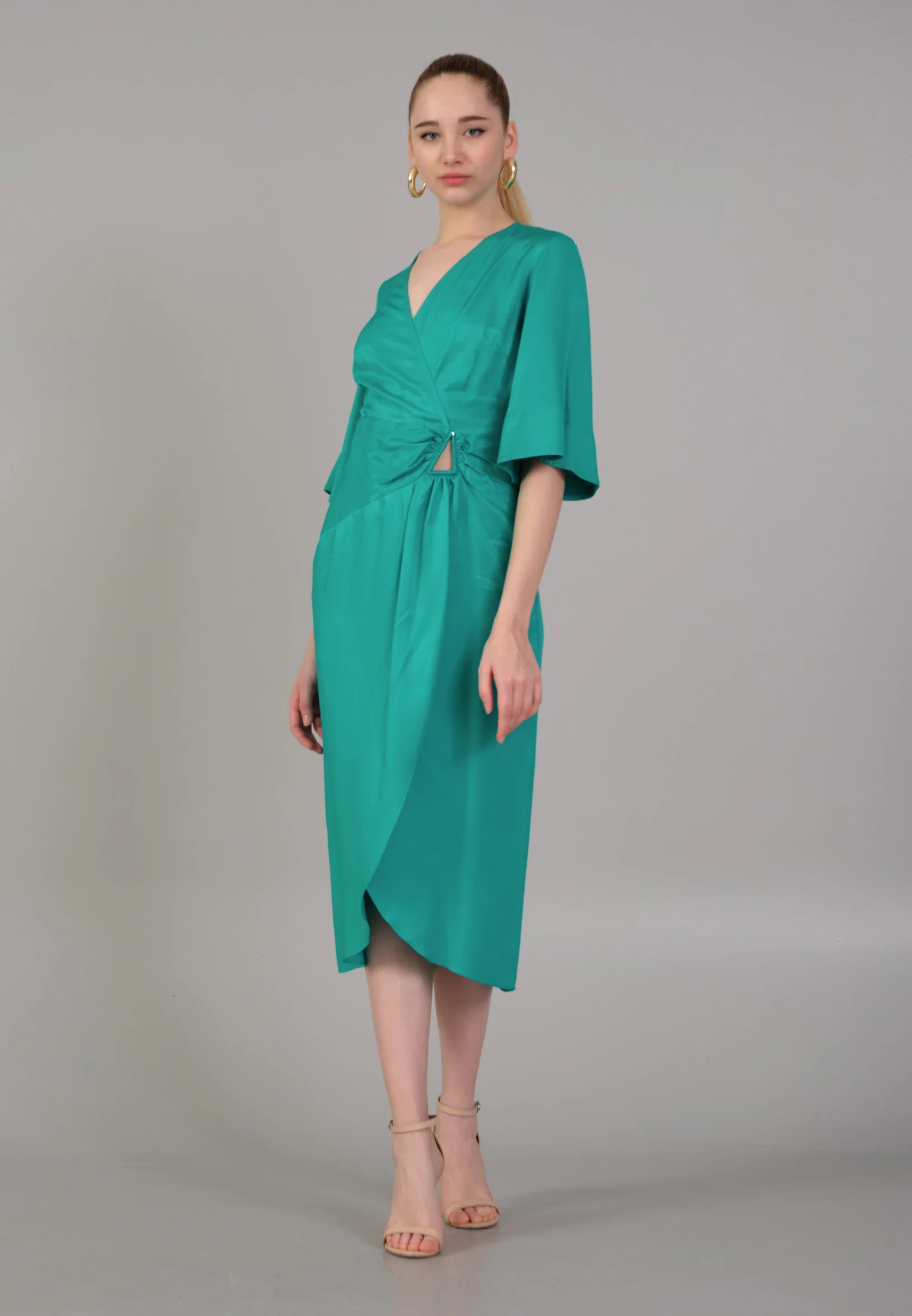 Mid-Length Midi Viscose Column Regular Casual Dress kmy24y40436