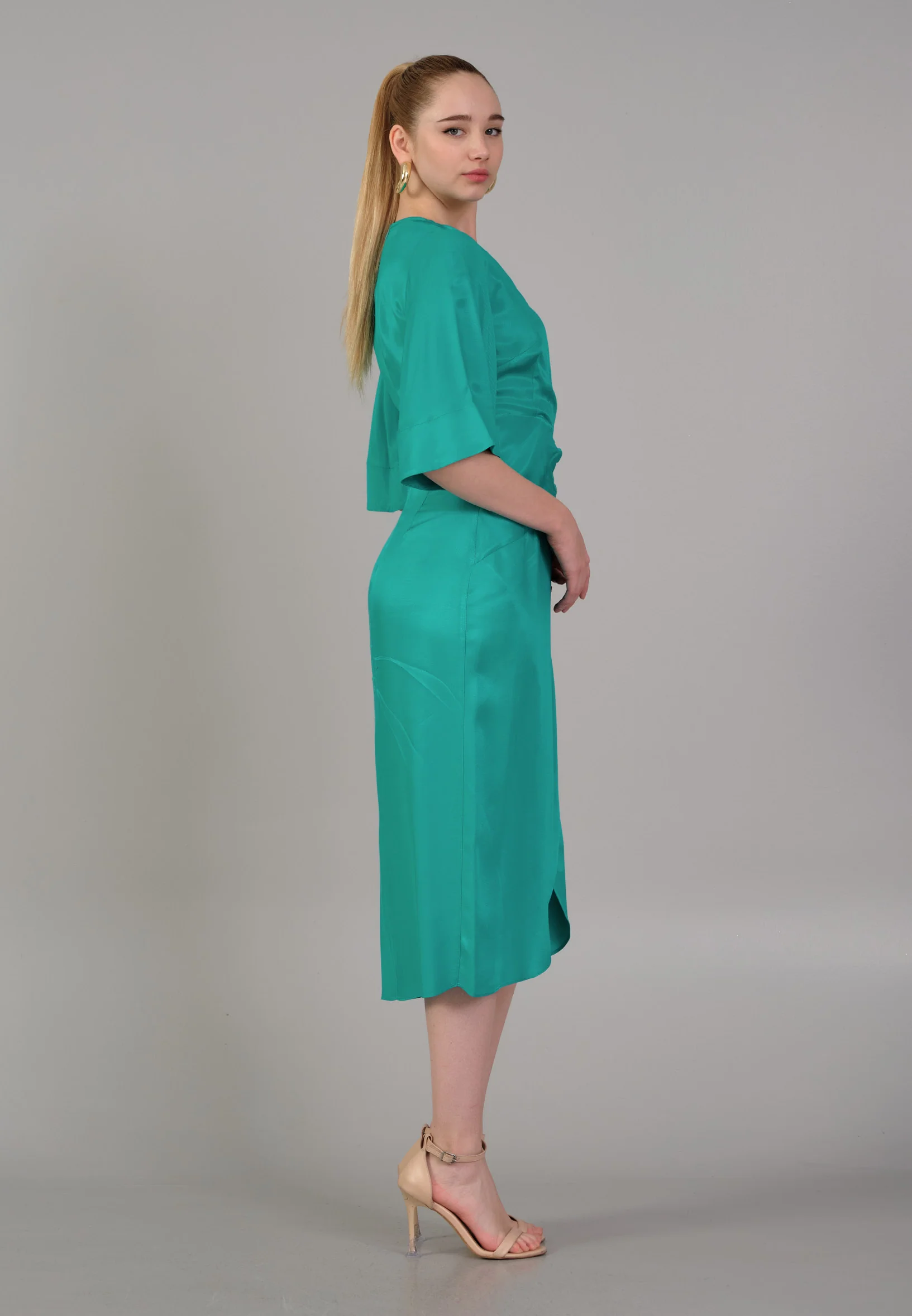 Mid-Length Midi Viscose Column Regular Casual Dress kmy24y40436 - Image 3