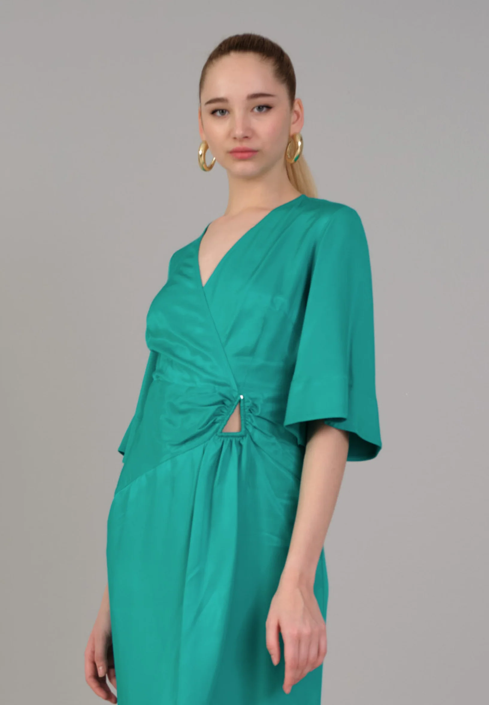 Mid-Length Midi Viscose Column Regular Casual Dress kmy24y40436 - Image 4