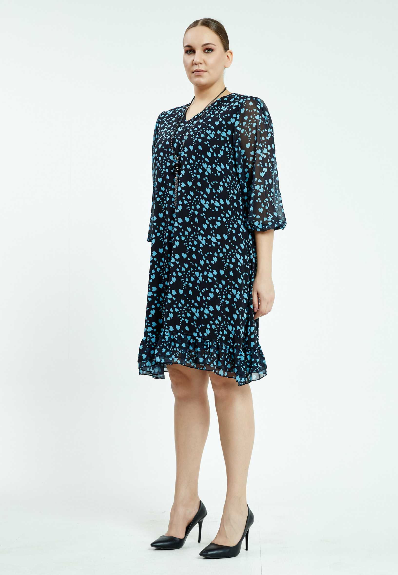 Mid-Length Mini Chiffon Column Plus Size Casual Dress ayb20y9526 - Image 3