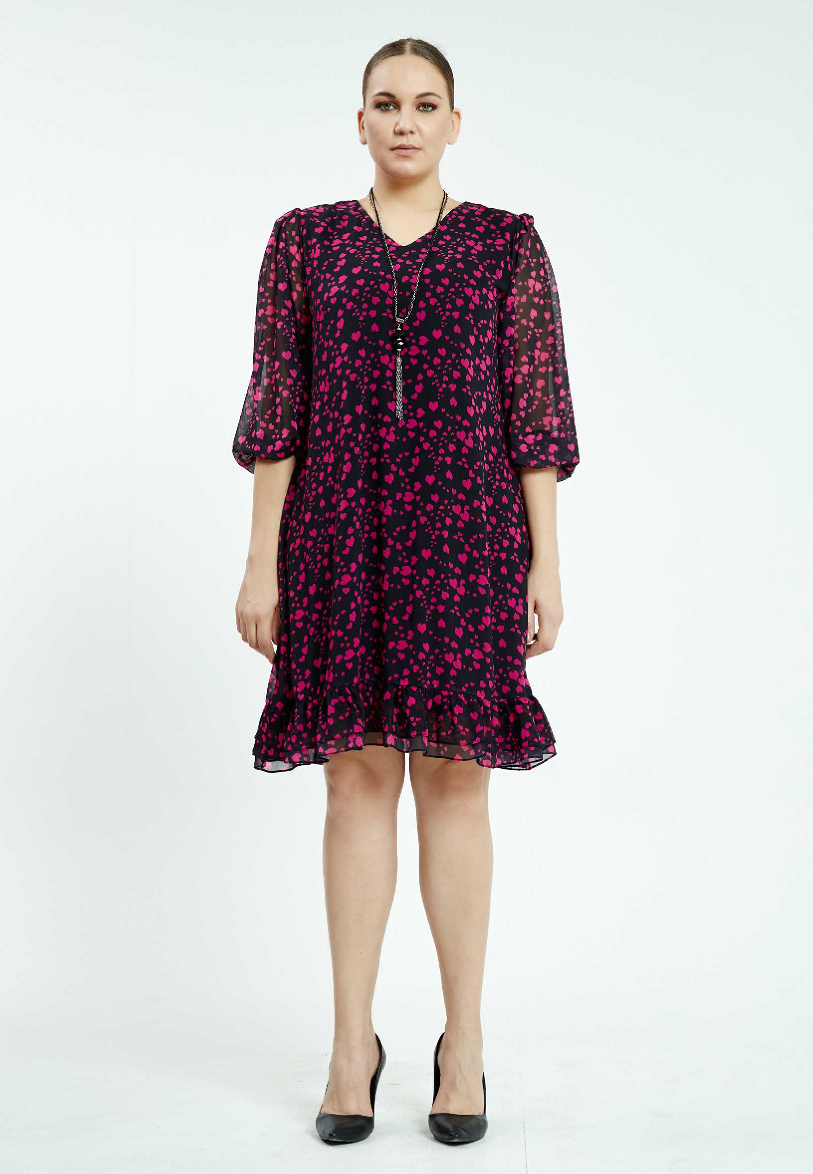 Mid-Length Mini Chiffon Column Plus Size Casual Dress ayb20y9526 - Image 5