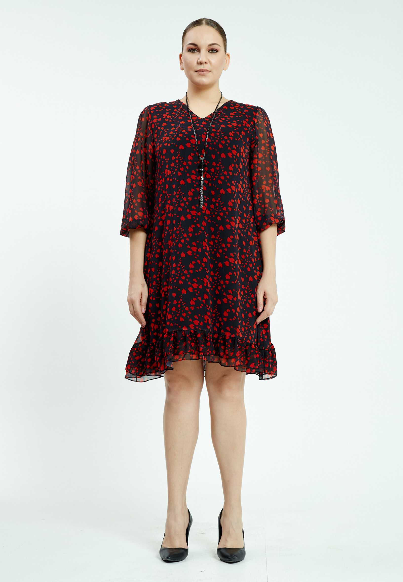 Mid-Length Mini Chiffon Column Plus Size Casual Dress ayb20y9526 - Image 9