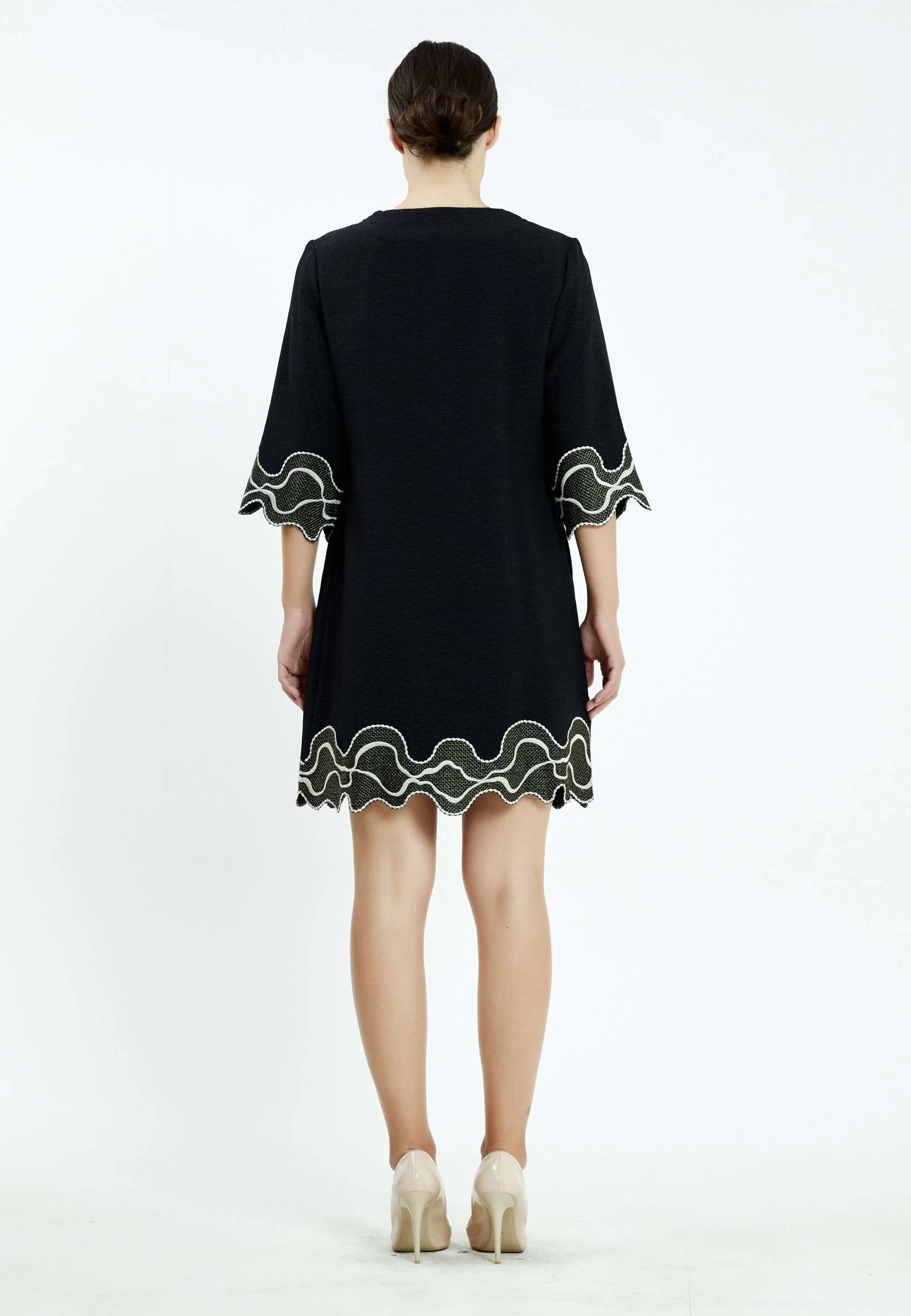 Mid-Length Mini Crepe A - Line Regular Casual Dress ser21239 - Image 2