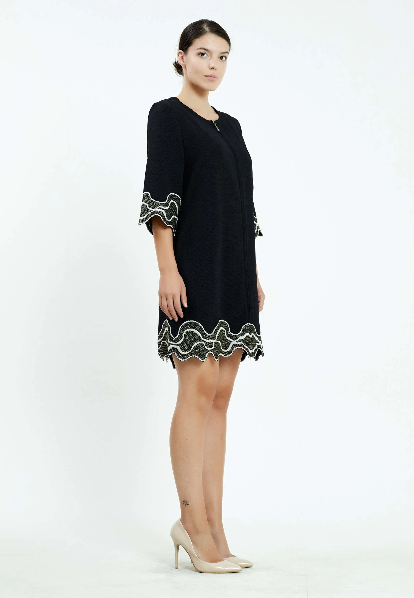 Mid-Length Mini Crepe A - Line Regular Casual Dress ser21239 - Image 3