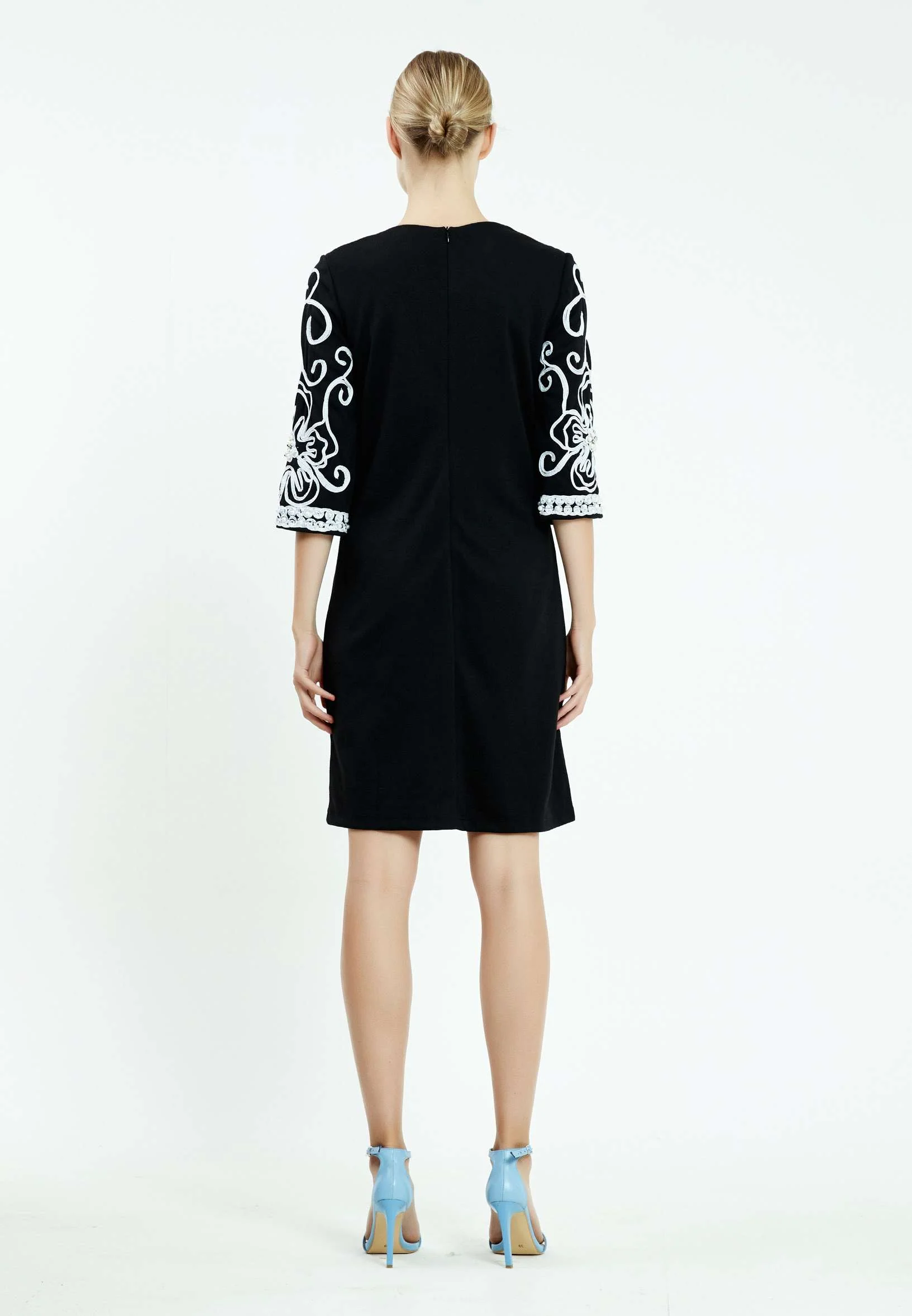 Mid-Length Mini Crepe Column Regular Casual Dress ser18423 - Image 2