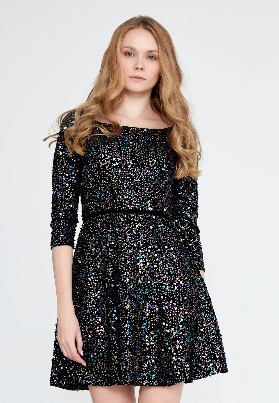 Mid-Length Mini Sequin Column Regular Cocktail Dress ron7023 - Image 4