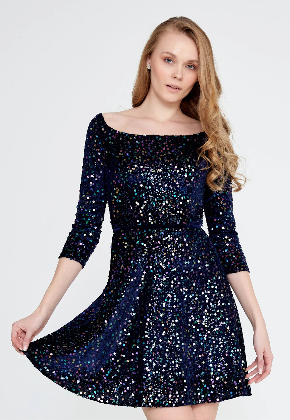 Mid-Length Mini Sequin Column Regular Cocktail Dress ron7023 - Image 8