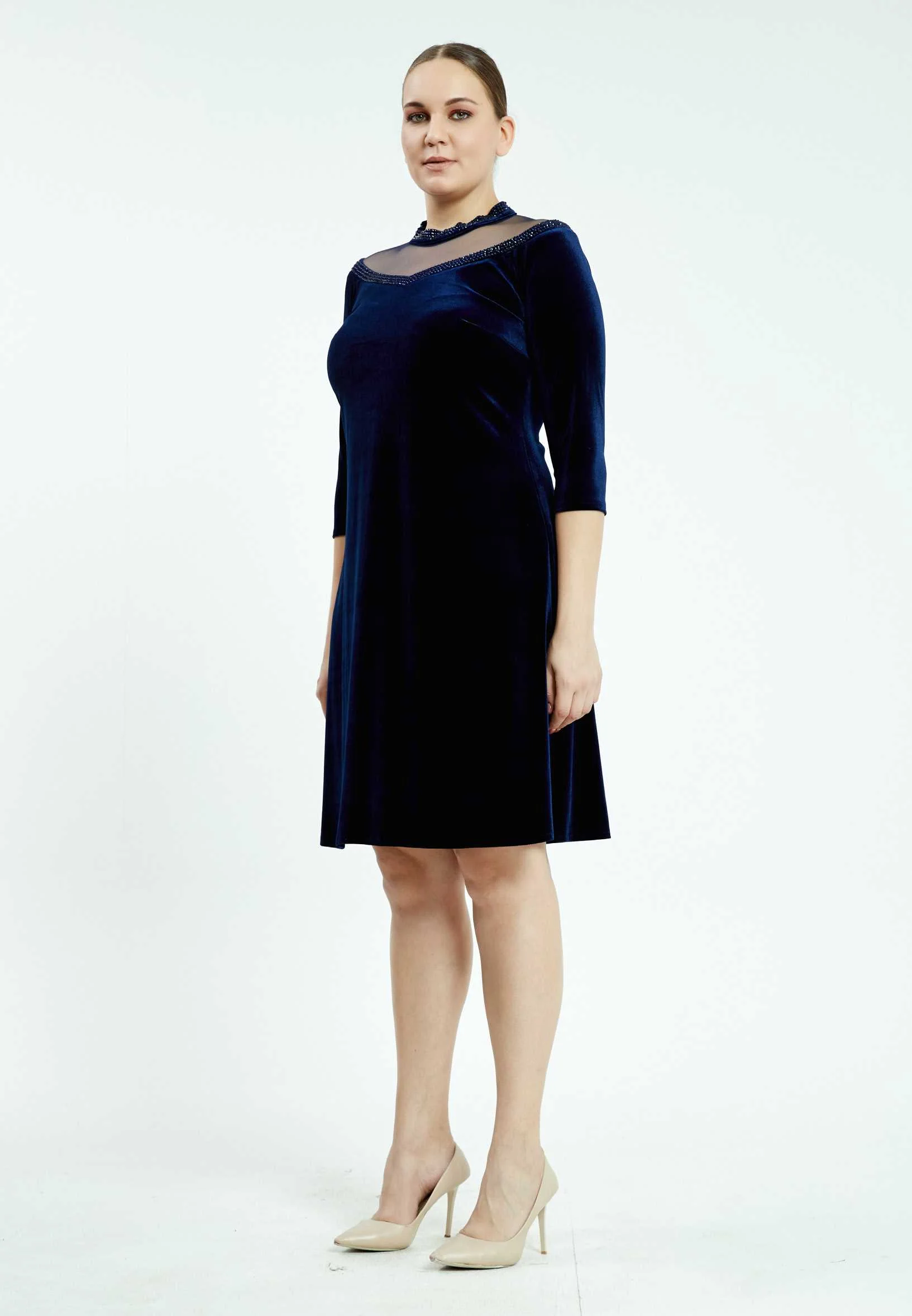 Mid-Length Mini Velvet Bodycon Plus Size Casual Dress ayb18k6938 - Image 11