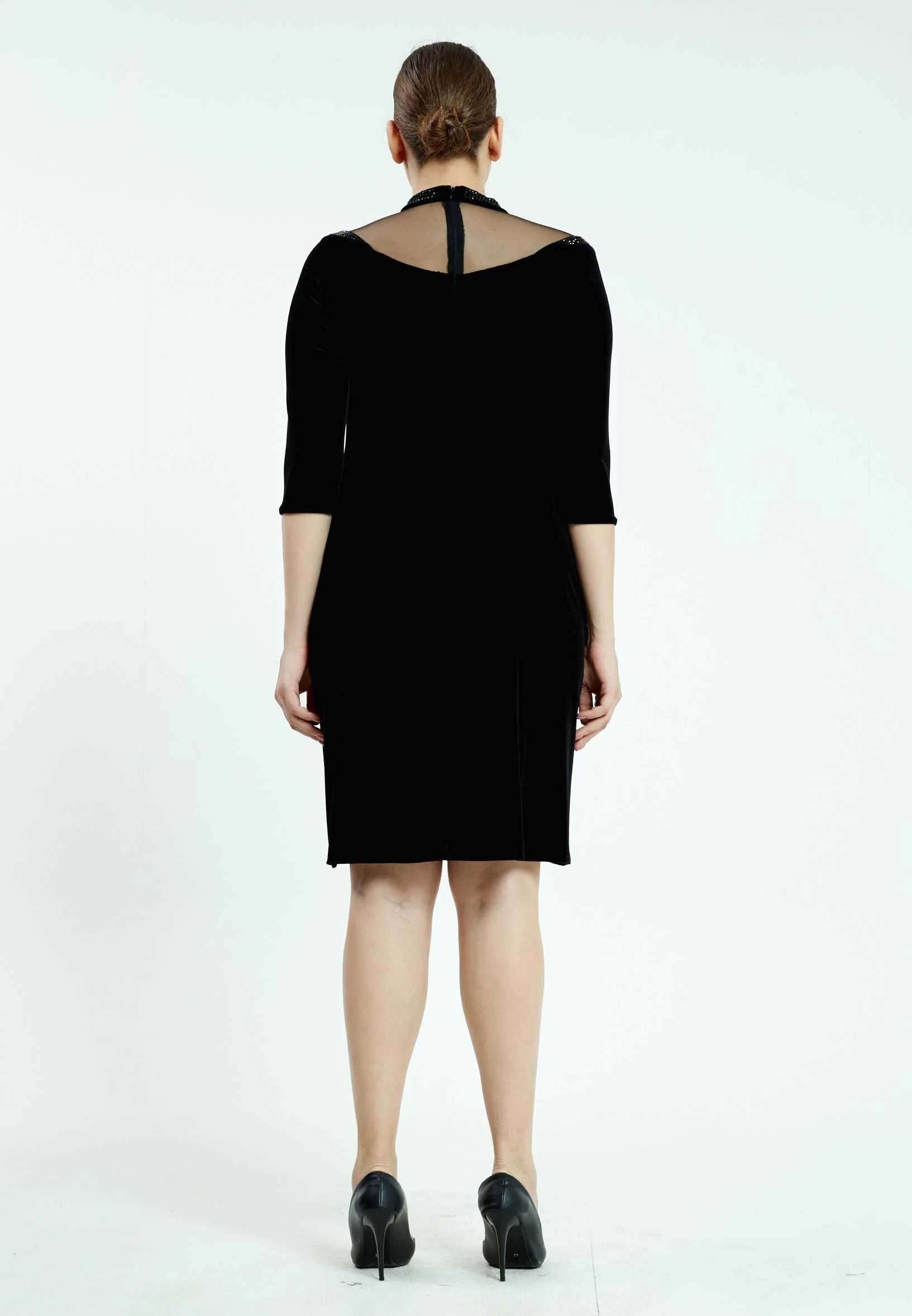 Mid-Length Mini Velvet Bodycon Plus Size Casual Dress ayb18k6938 - Image 2