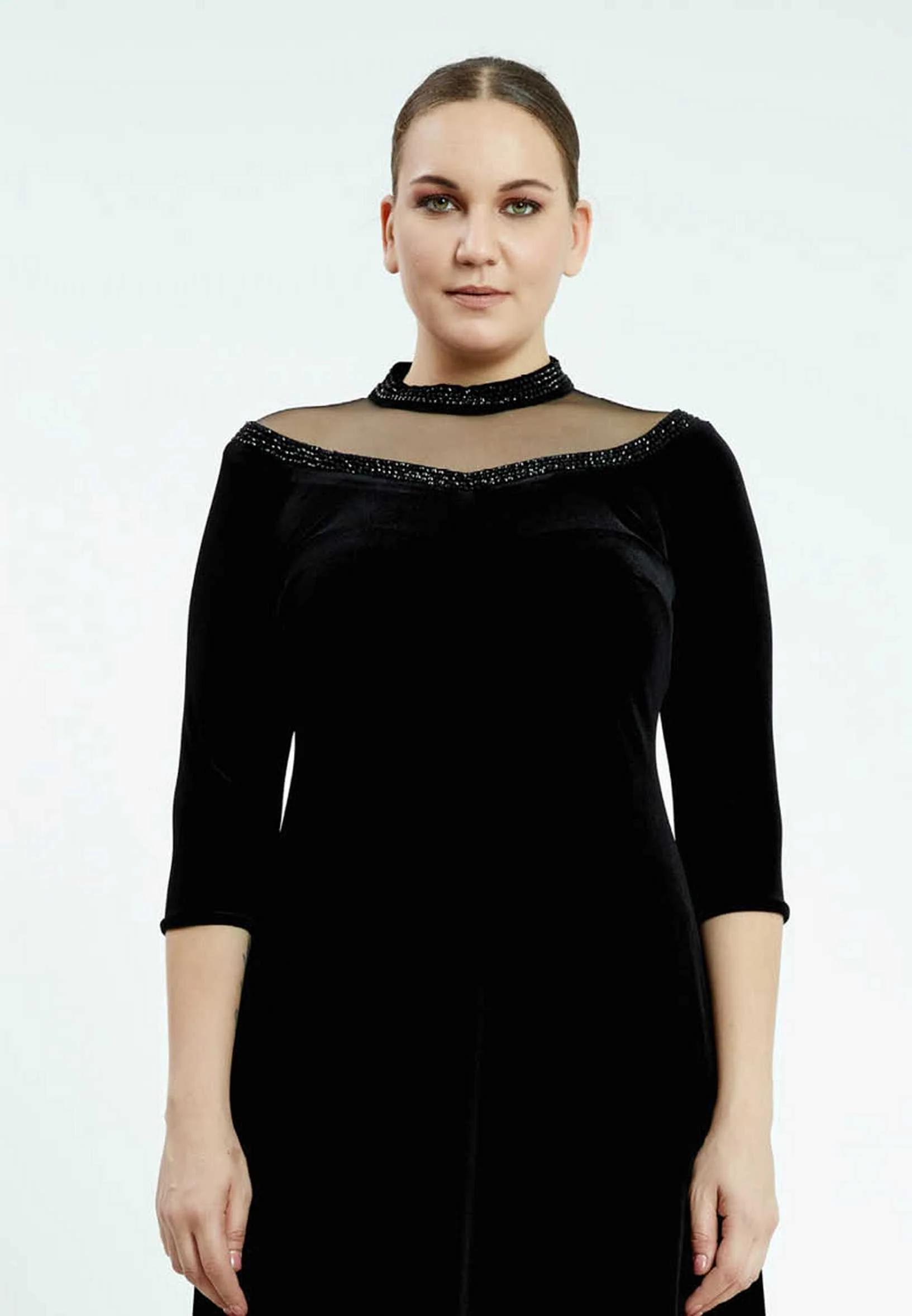 Mid-Length Mini Velvet Bodycon Plus Size Casual Dress ayb18k6938 - Image 4