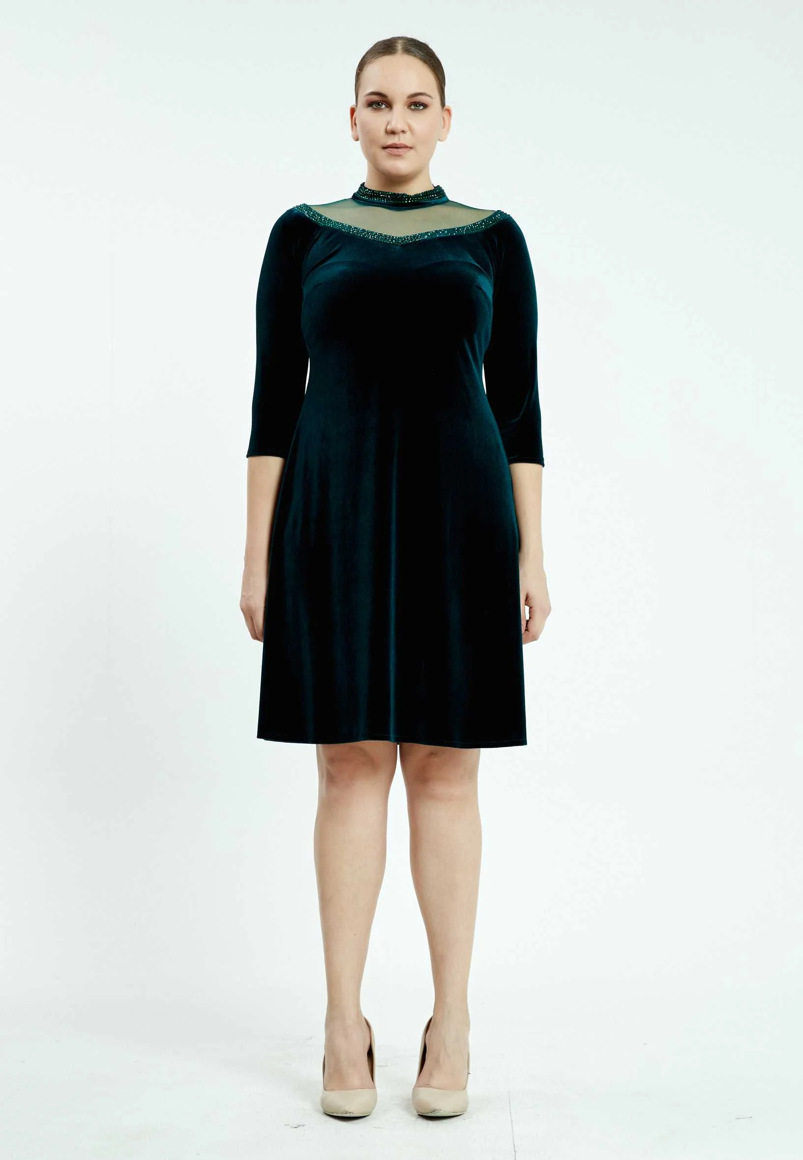 Mid-Length Mini Velvet Bodycon Plus Size Casual Dress ayb18k6938 - Image 5