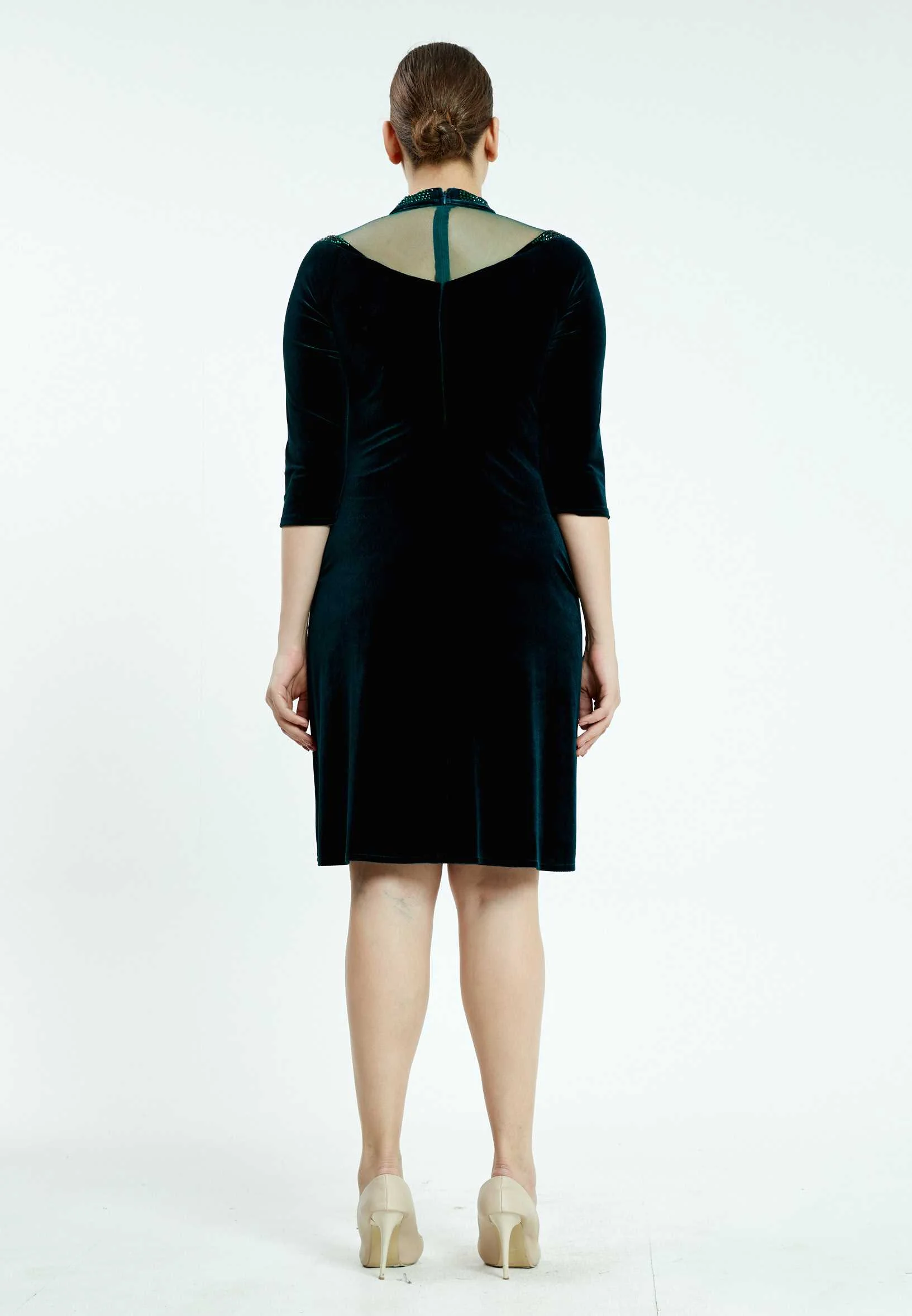 Mid-Length Mini Velvet Bodycon Plus Size Casual Dress ayb18k6938 - Image 6