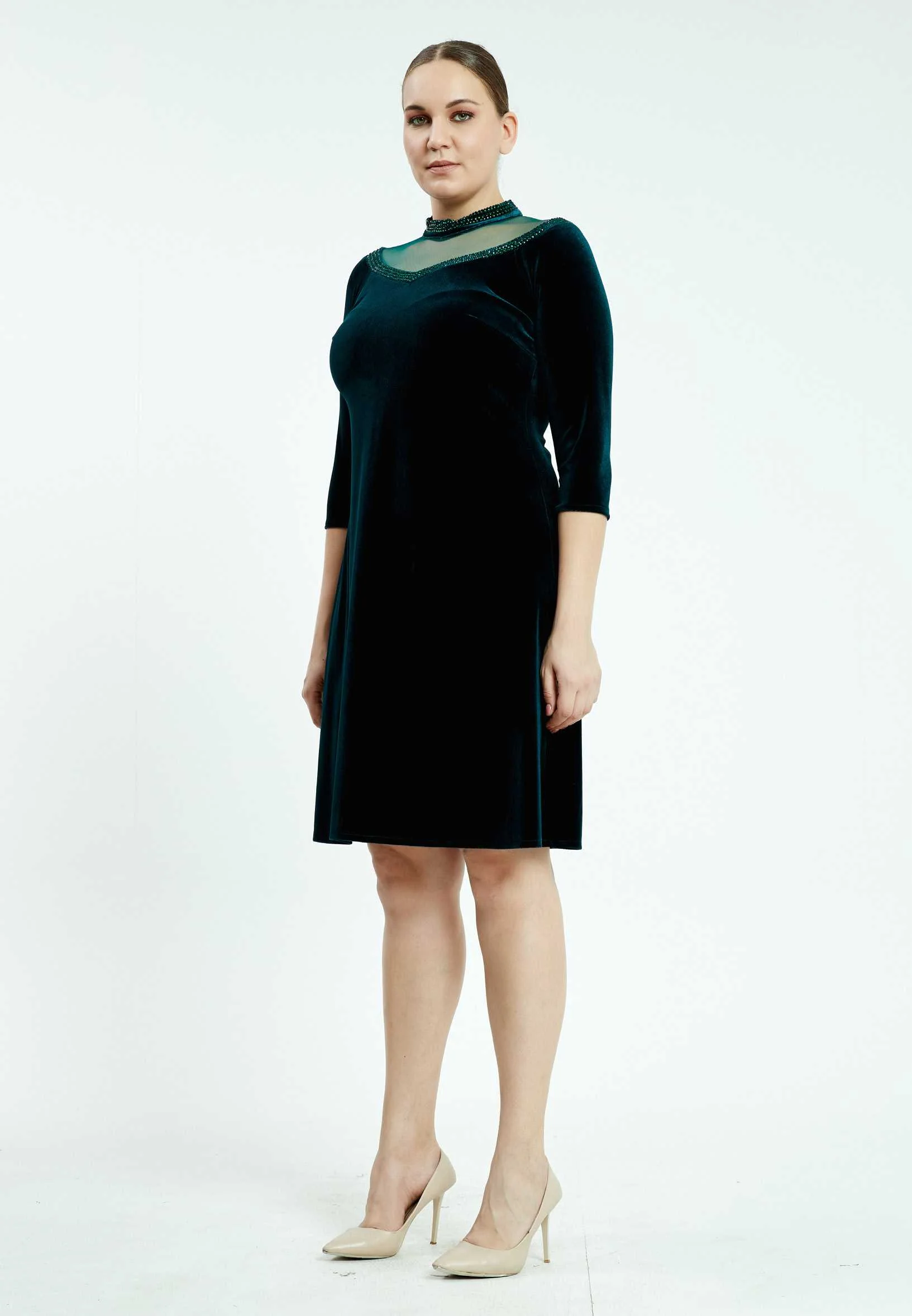 Mid-Length Mini Velvet Bodycon Plus Size Casual Dress ayb18k6938 - Image 7
