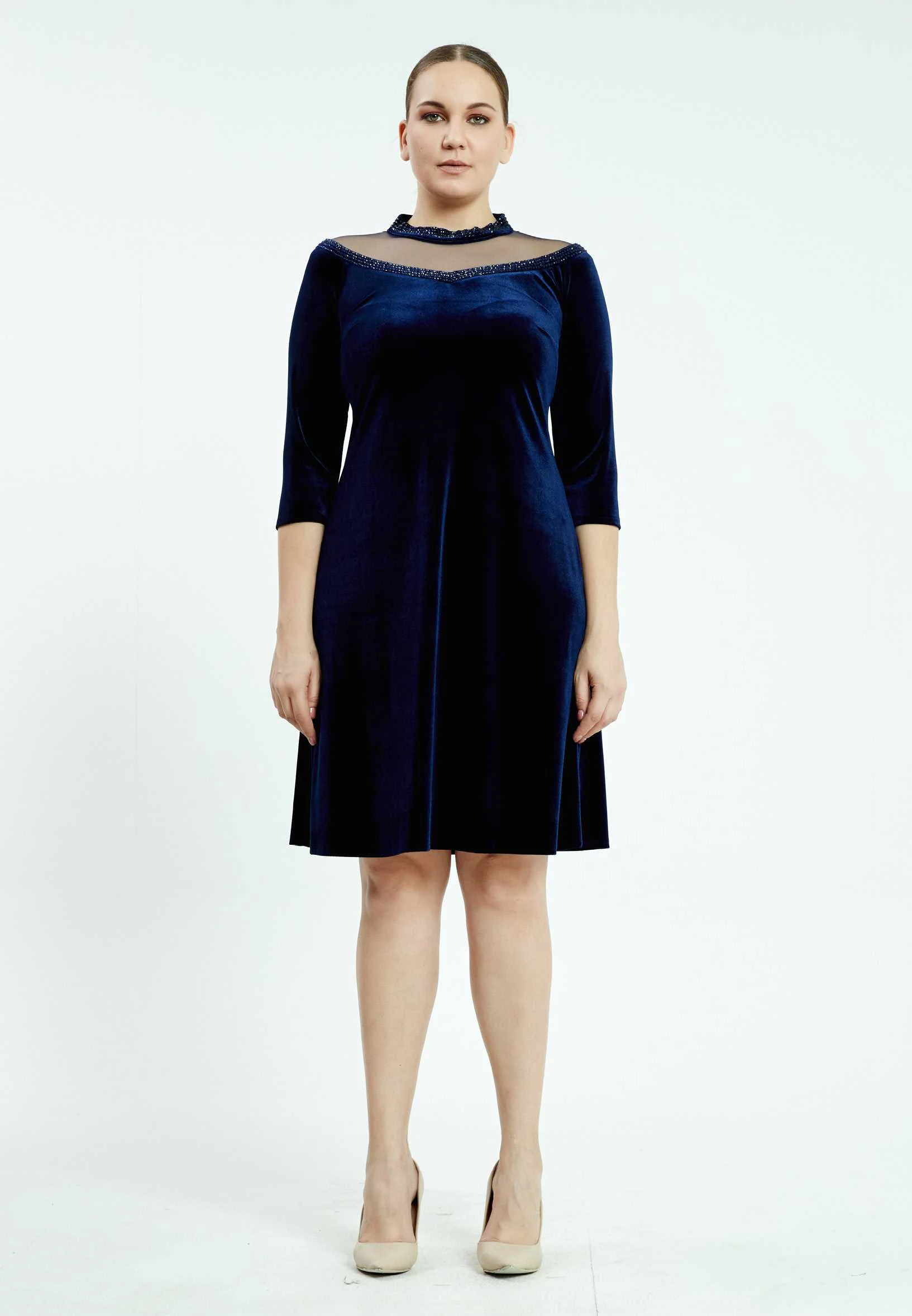 Mid-Length Mini Velvet Bodycon Plus Size Casual Dress ayb18k6938 - Image 9