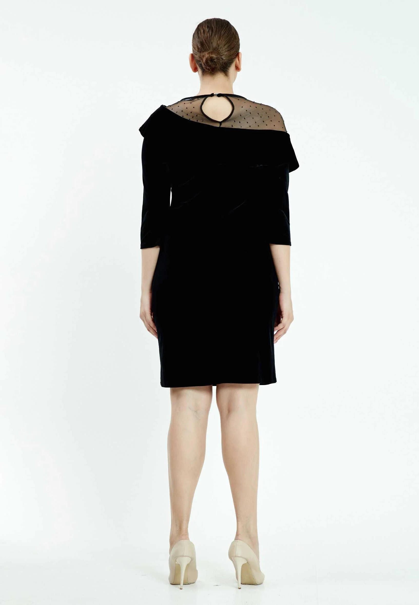 Mid-Length Mini Velvet Bodycon Plus Size Casual Dress ayb18k6955 - Image 2
