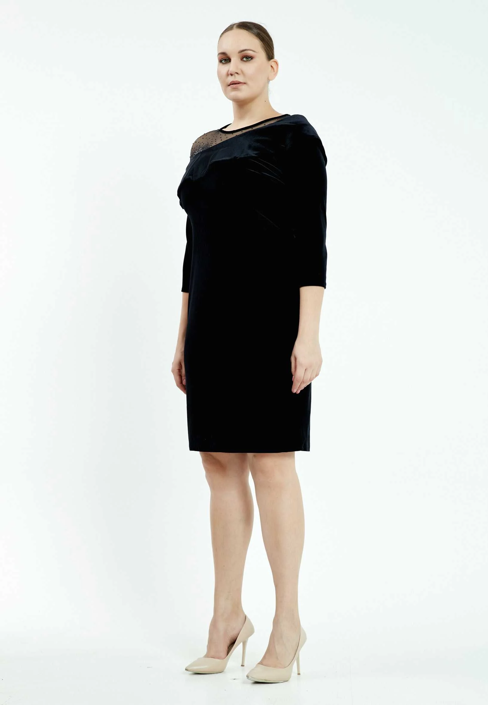 Mid-Length Mini Velvet Bodycon Plus Size Casual Dress ayb18k6955 - Image 3