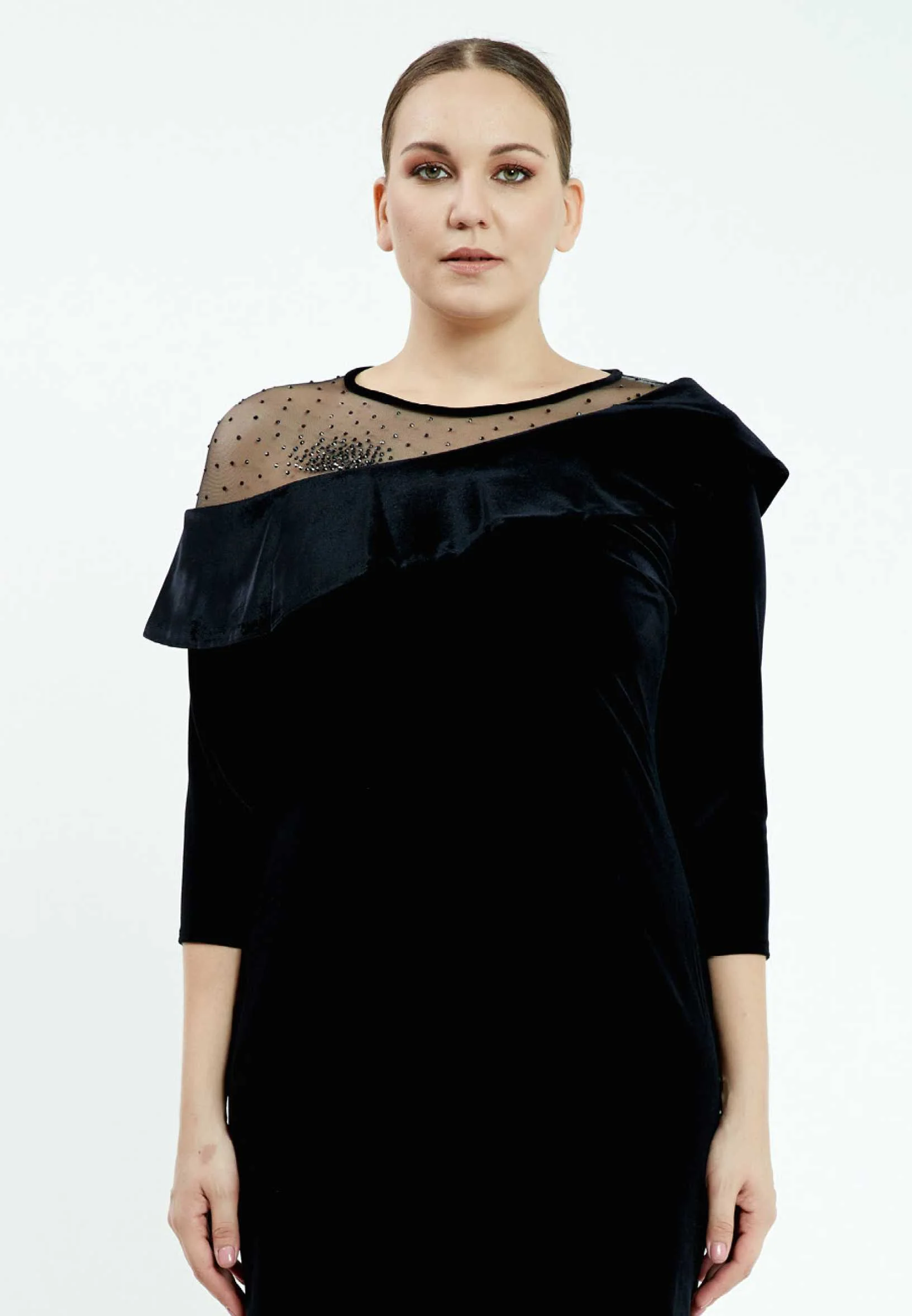 Mid-Length Mini Velvet Bodycon Plus Size Casual Dress ayb18k6955 - Image 4