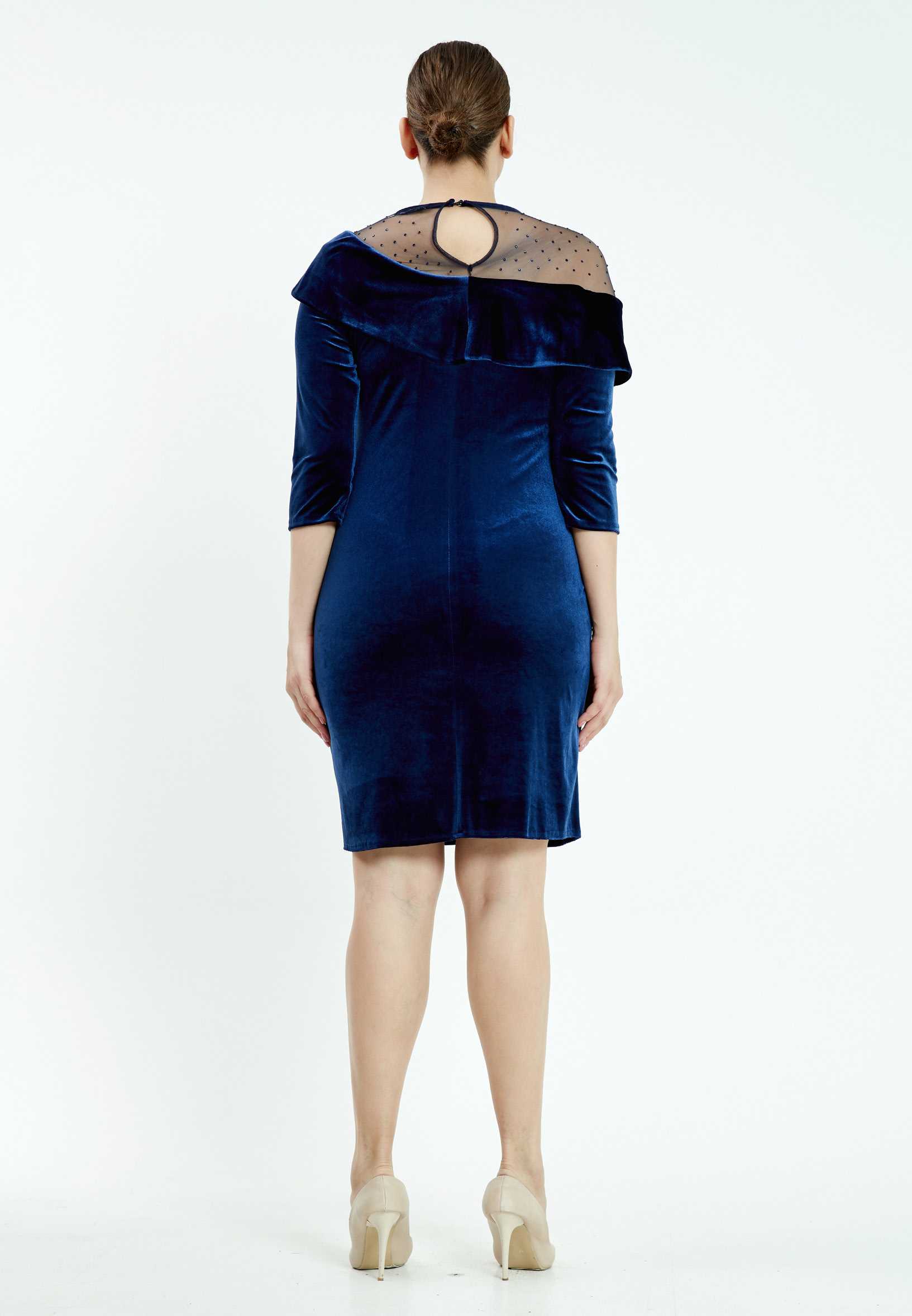 Mid-Length Mini Velvet Bodycon Plus Size Casual Dress ayb18k6955 - Image 6