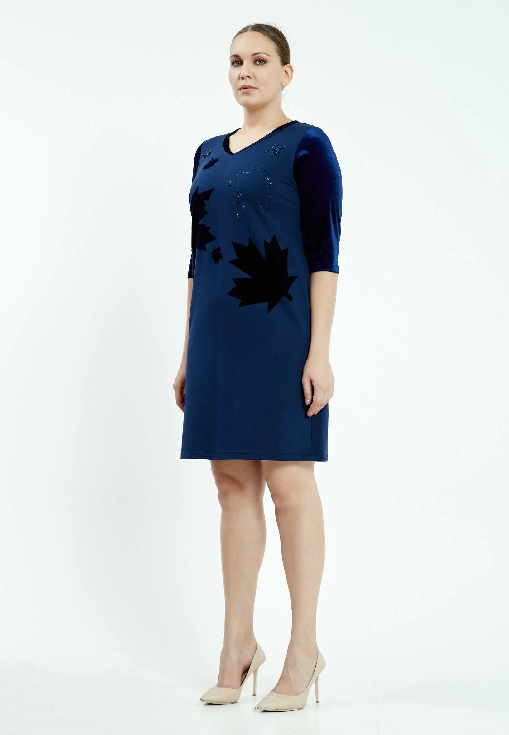 Mid-Length Mini Velvet Column Plus Size Casual Dress ayb19k8114 - Image 2