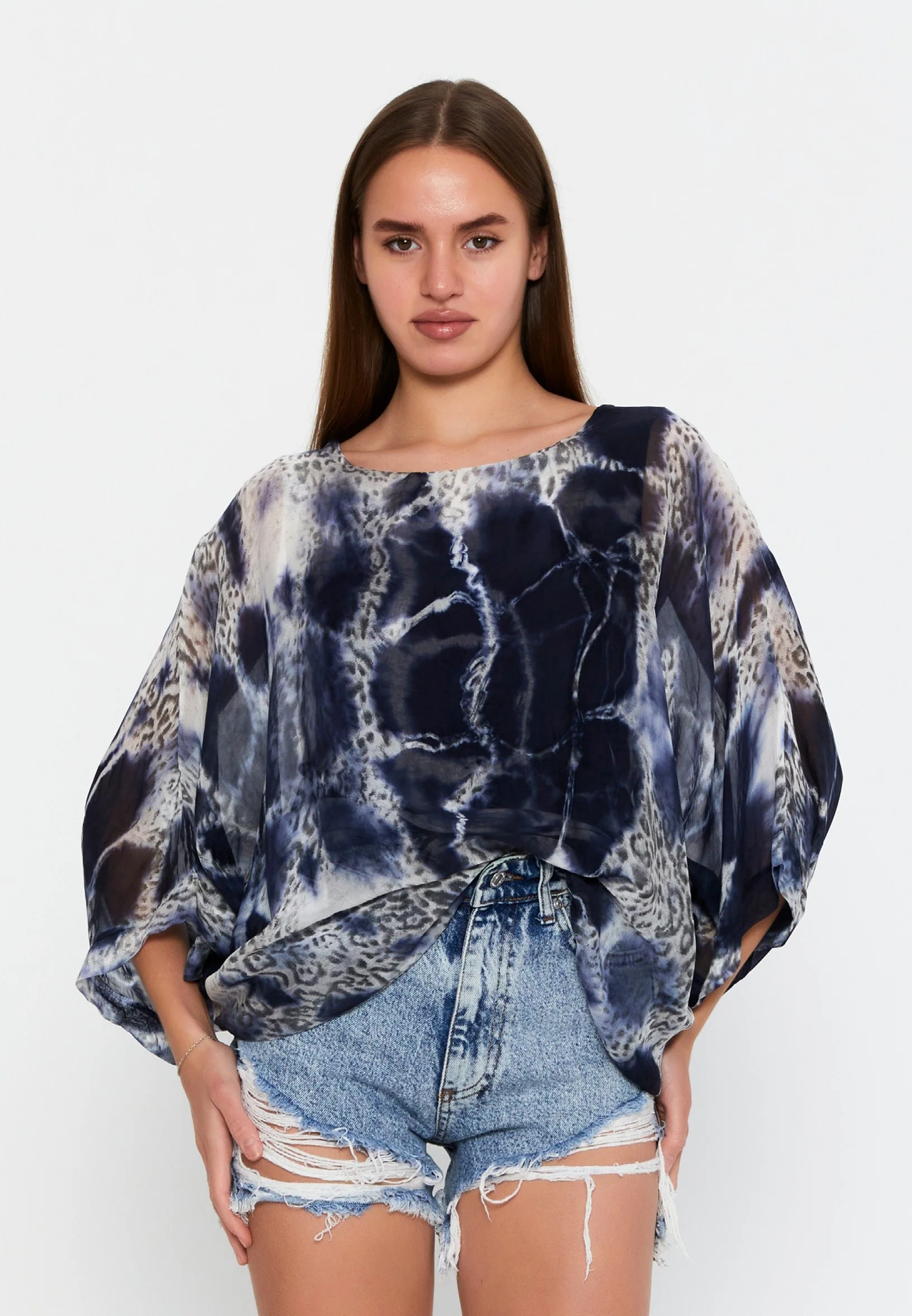 Mid-Length Printed Regular Blouse cav46929d - Image 5