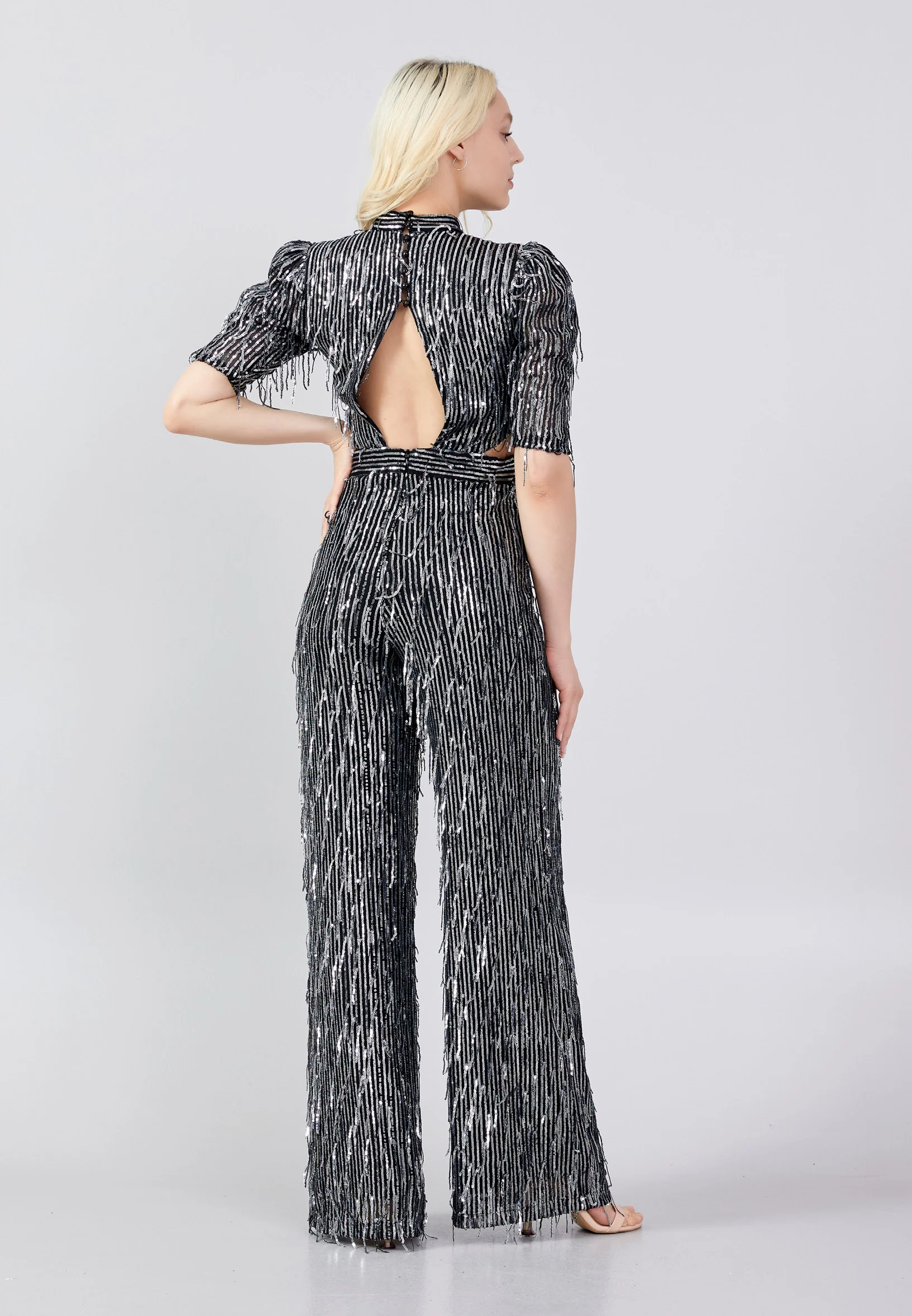 Mid-Length Sequin Regular Fit Regular Evening Jumpsuit jnm23-340 - Image 14