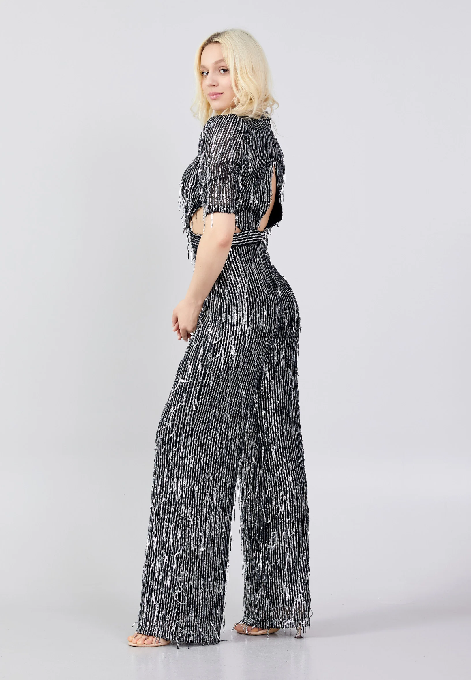 Mid-Length Sequin Regular Fit Regular Evening Jumpsuit jnm23-340 - Image 15