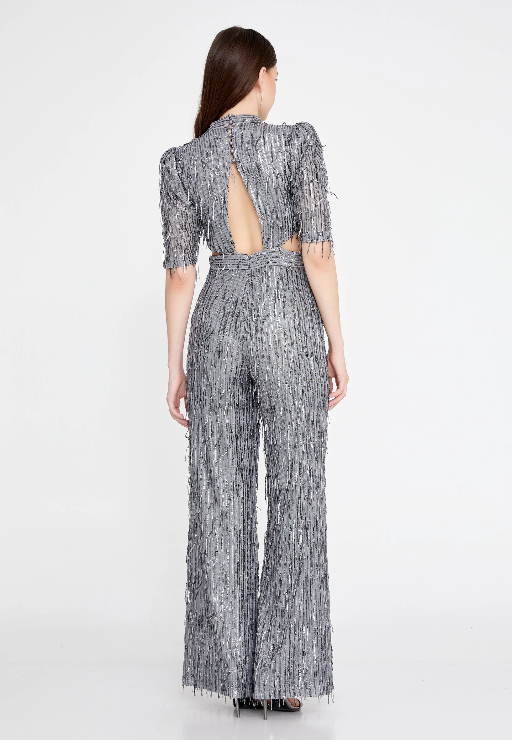 Mid-Length Sequin Regular Fit Regular Evening Jumpsuit jnm23-340 - Image 2