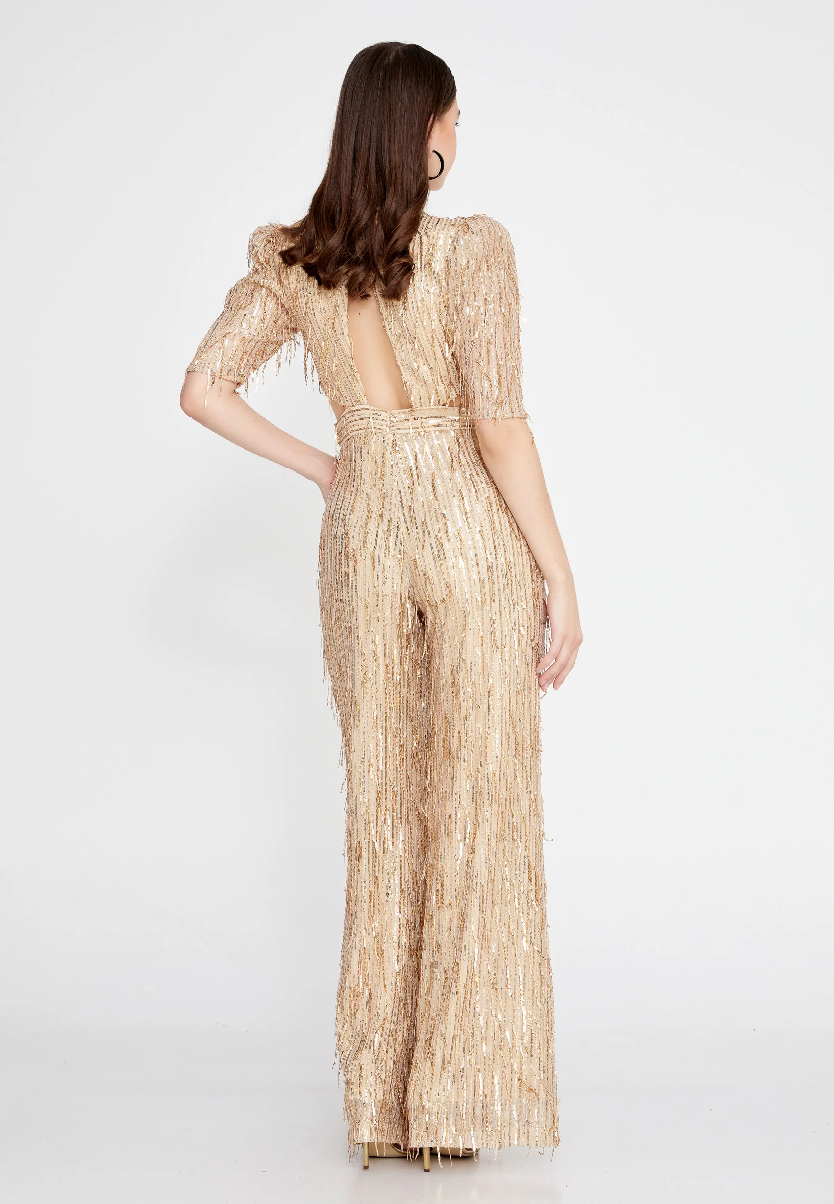 Mid-Length Sequin Regular Fit Regular Evening Jumpsuit jnm23-340 - Image 22
