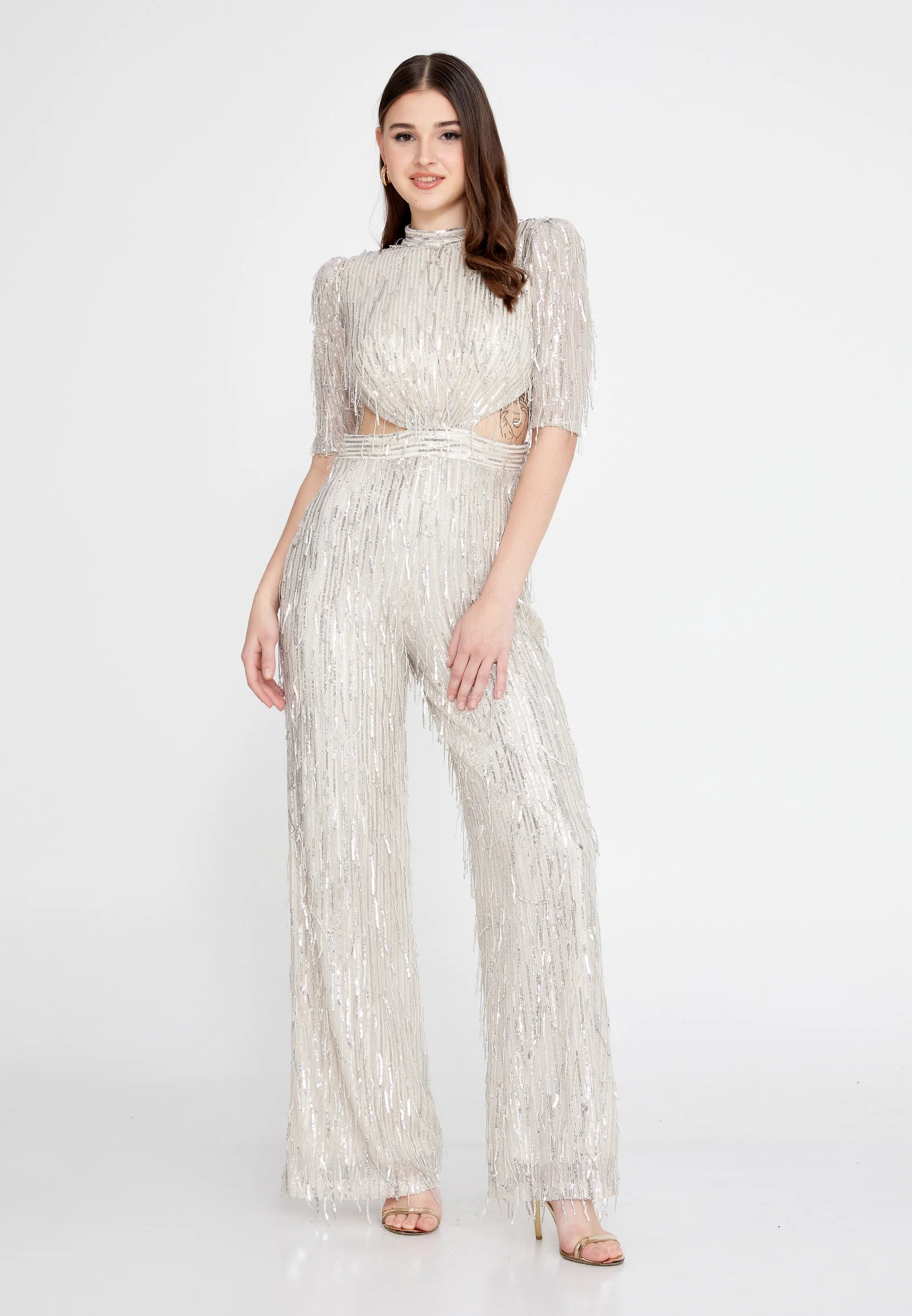 Mid-Length Sequin Regular Fit Regular Evening Jumpsuit jnm23-340 - Image 5