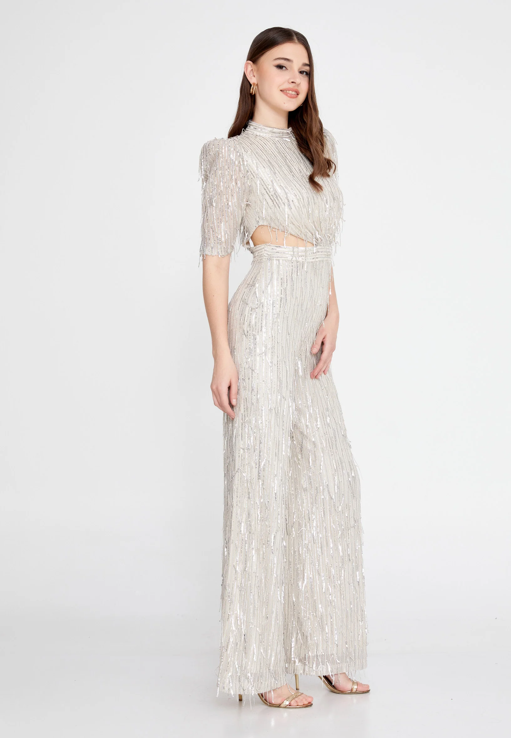 Mid-Length Sequin Regular Fit Regular Evening Jumpsuit jnm23-340 - Image 7