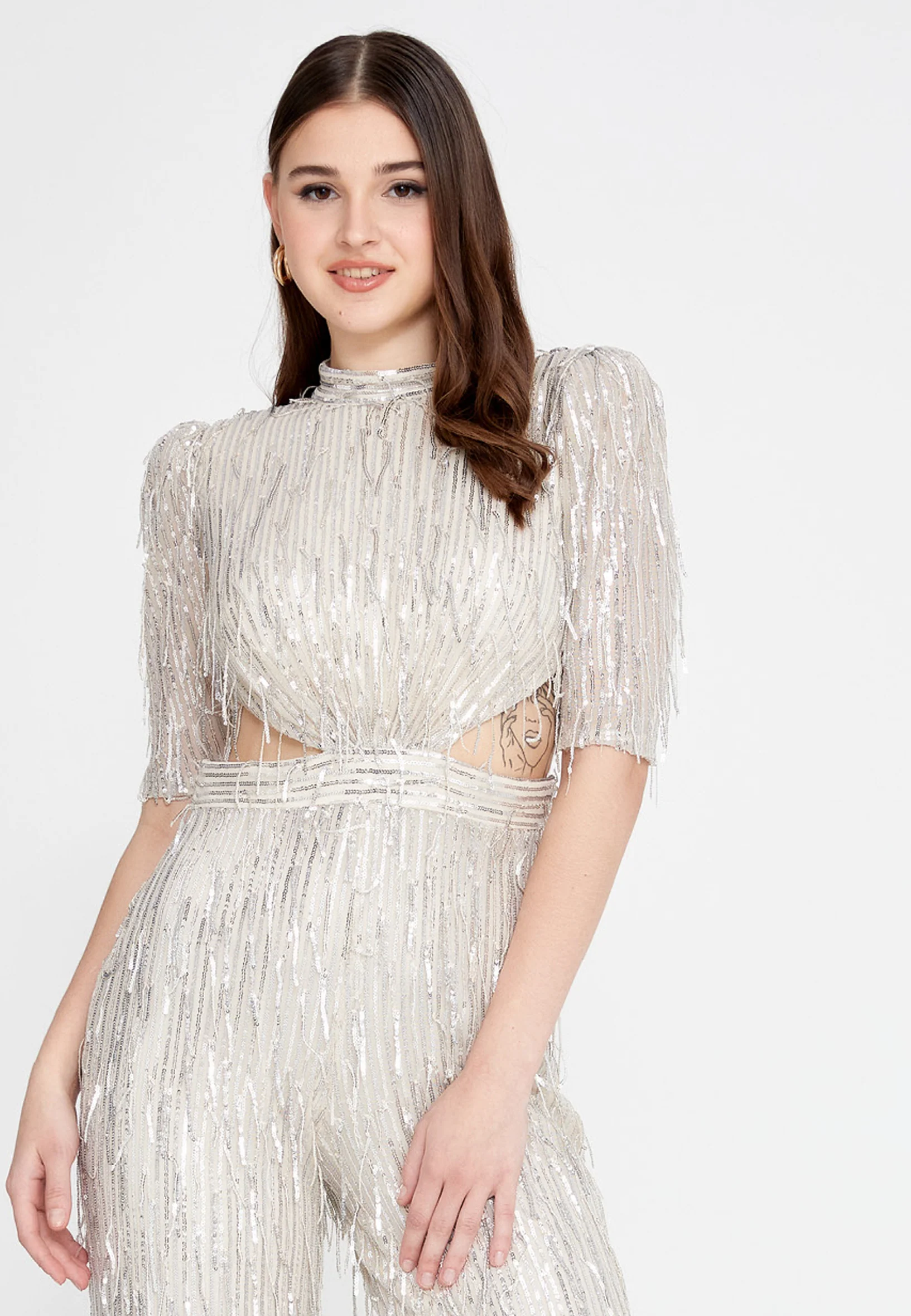Mid-Length Sequin Regular Fit Regular Evening Jumpsuit jnm23-340 - Image 8