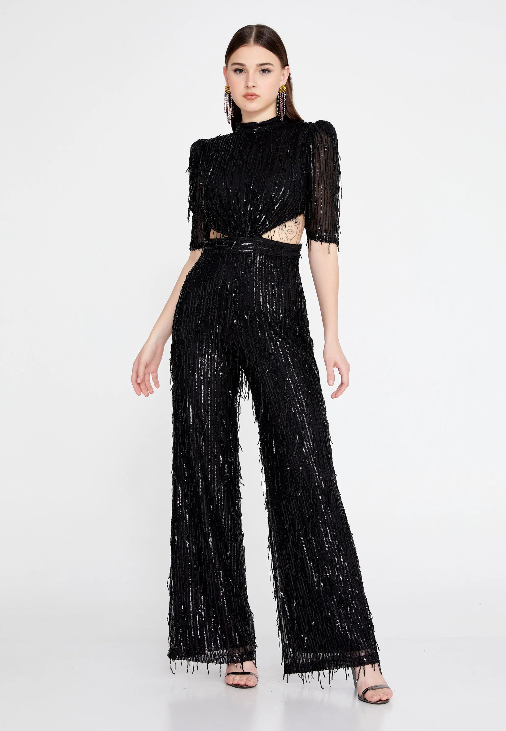 Mid-Length Sequin Regular Fit Regular Evening Jumpsuit jnm23-340 - Image 9