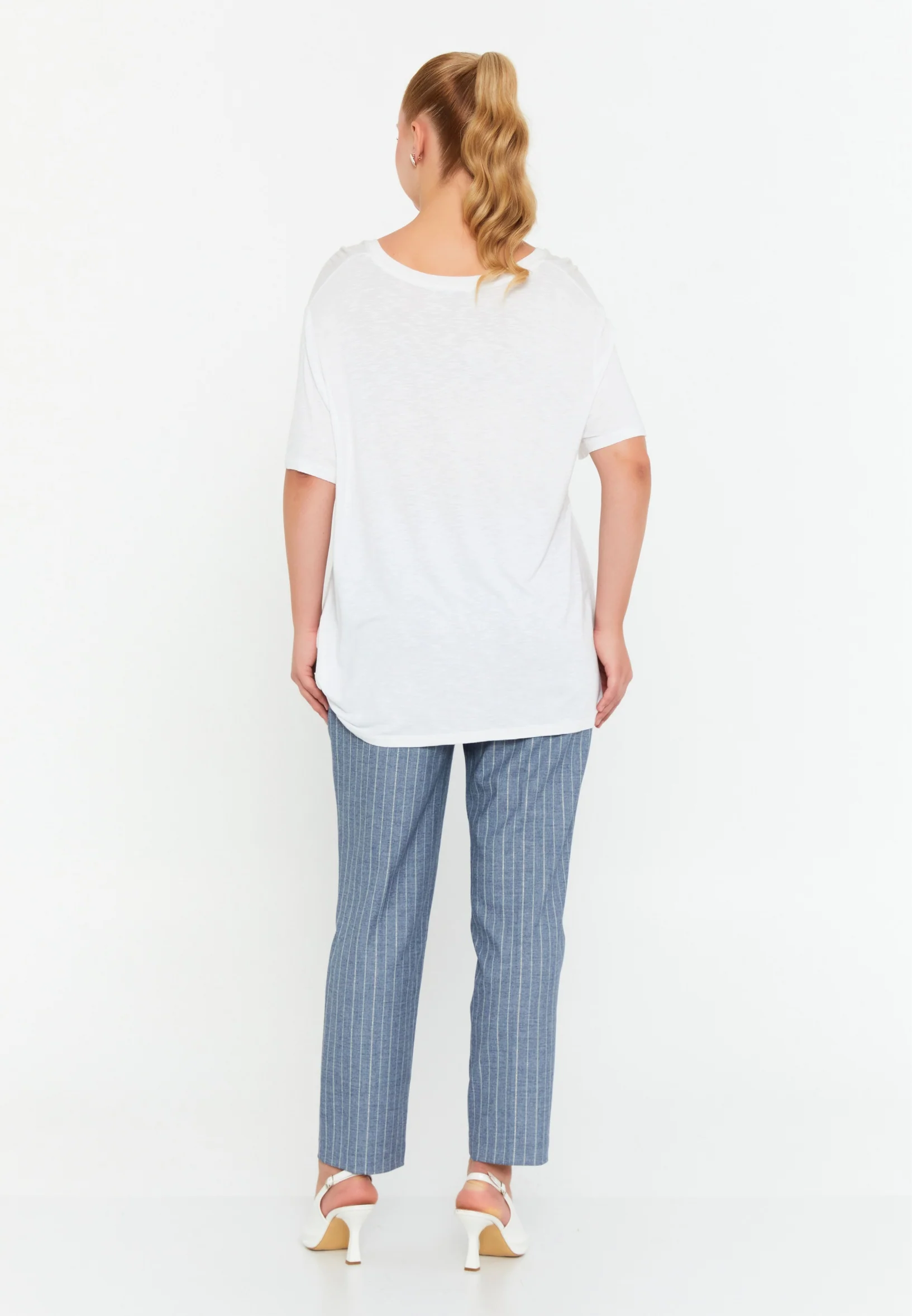 Mid-Length Solid Color Plus Size T-shirt faiu36015 - Image 3