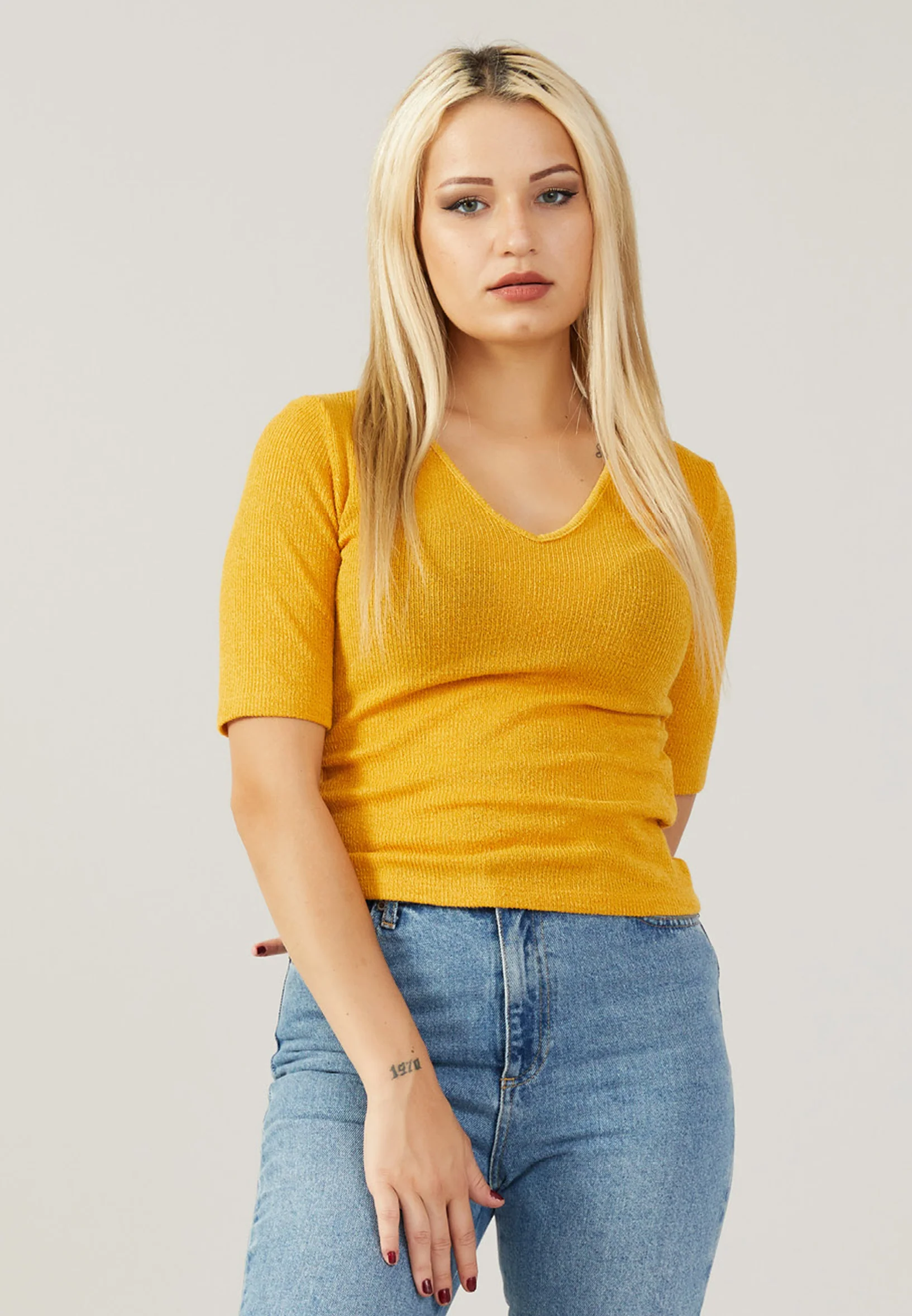 Mid-Length Solid Color Regular Blouse ber22k4119 - Image 13