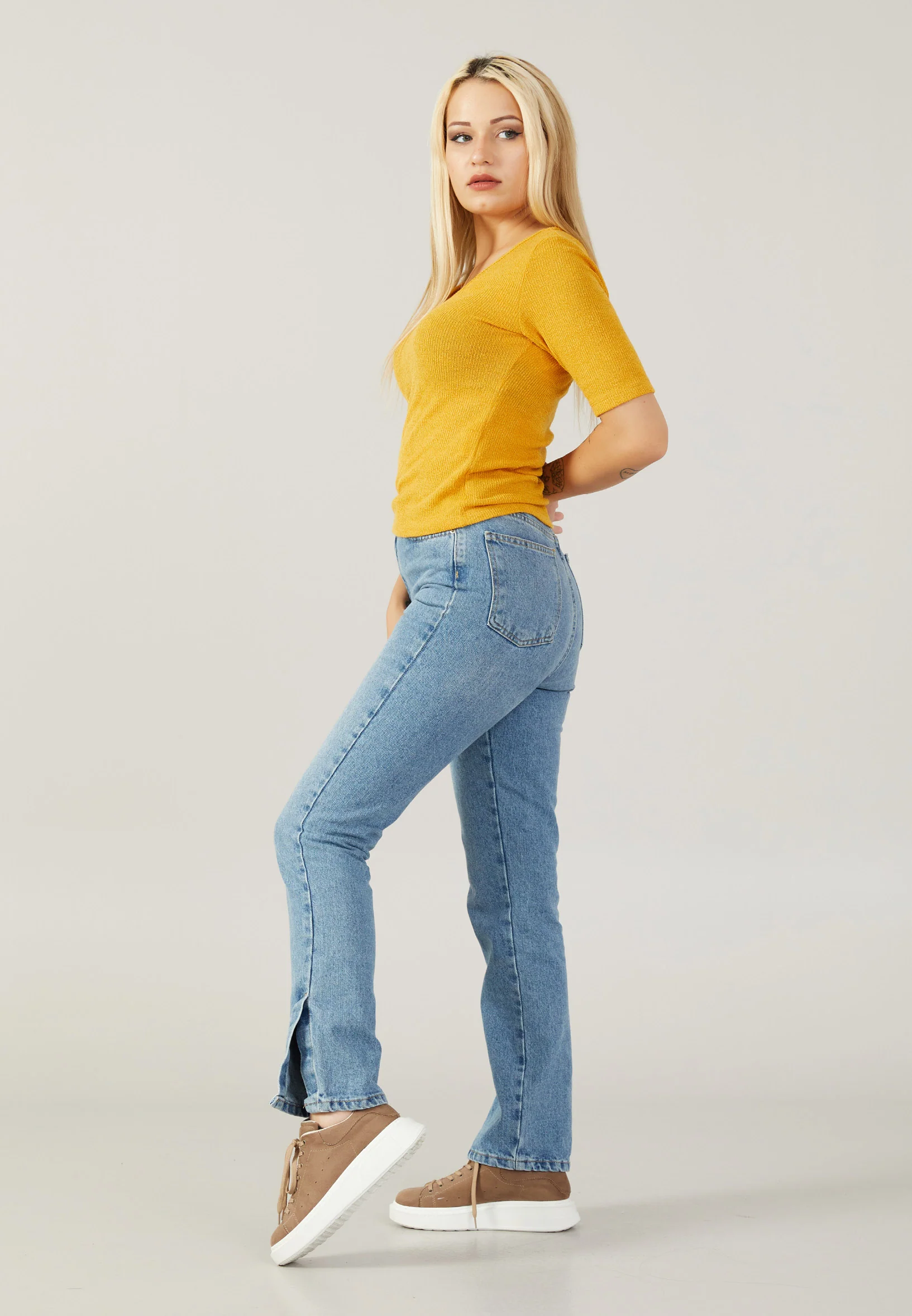 Mid-Length Solid Color Regular Blouse ber22k4119 - Image 15
