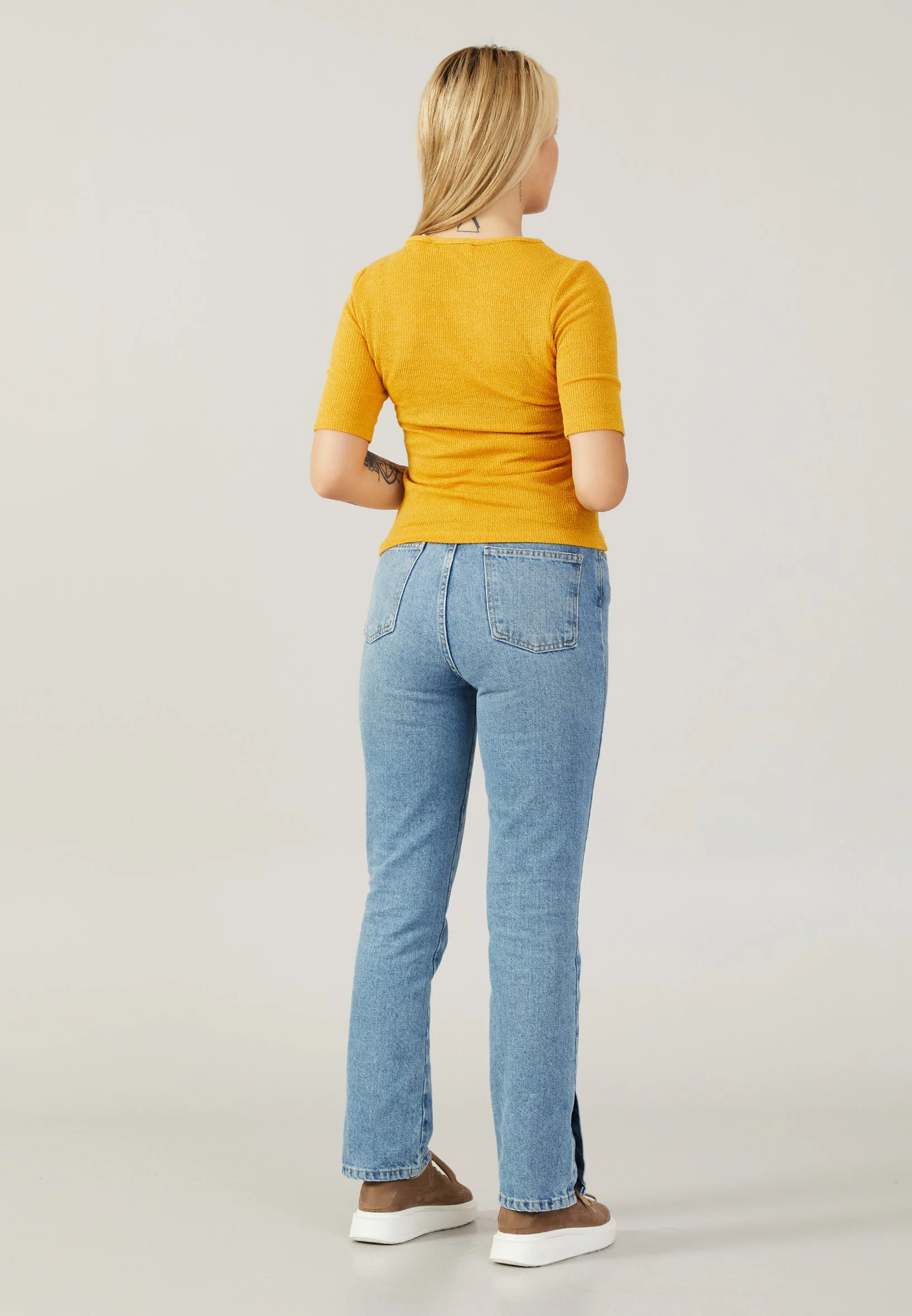 Mid-Length Solid Color Regular Blouse ber22k4119 - Image 16