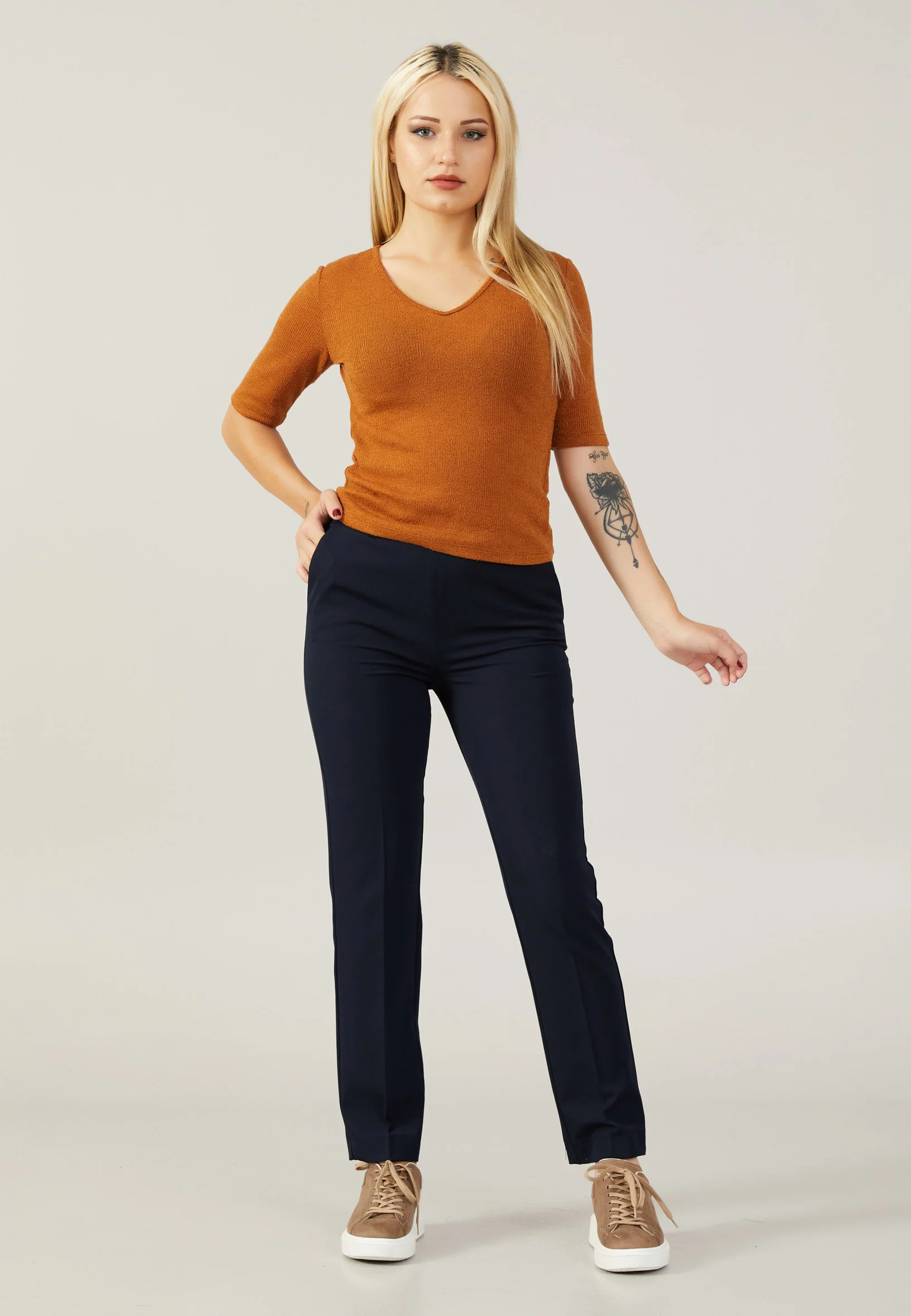 Mid-Length Solid Color Regular Blouse ber22k4119 - Image 6