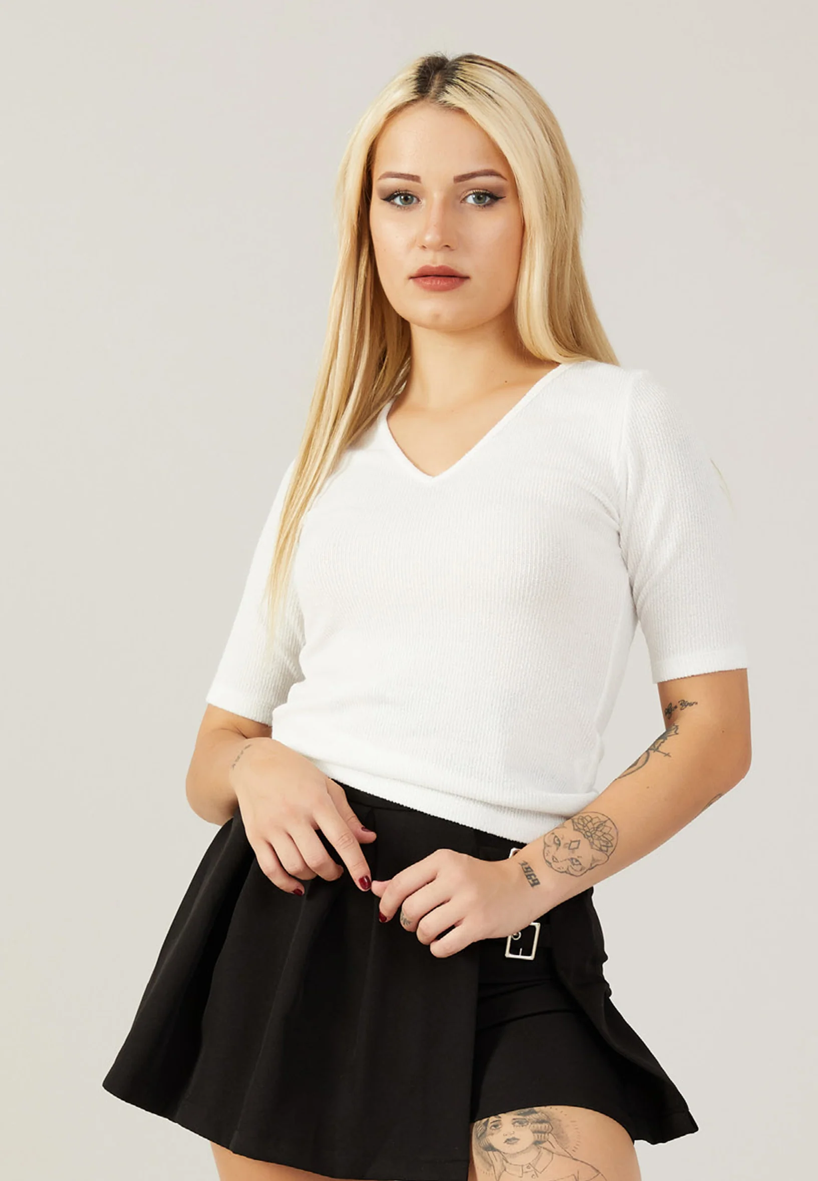 Mid-Length Solid Color Regular Blouse ber22k4119 - Image 9