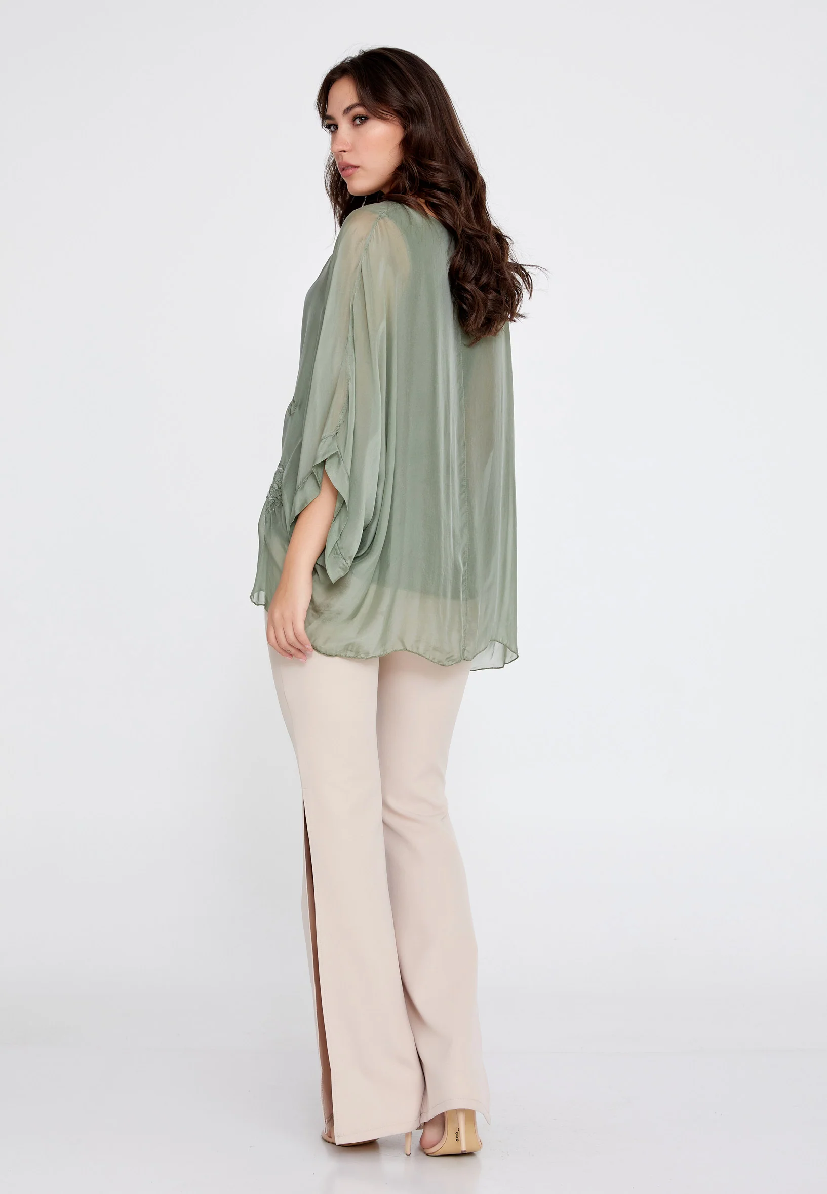 Mid-Length Solid Color Regular Blouse cav46929 - Image 12