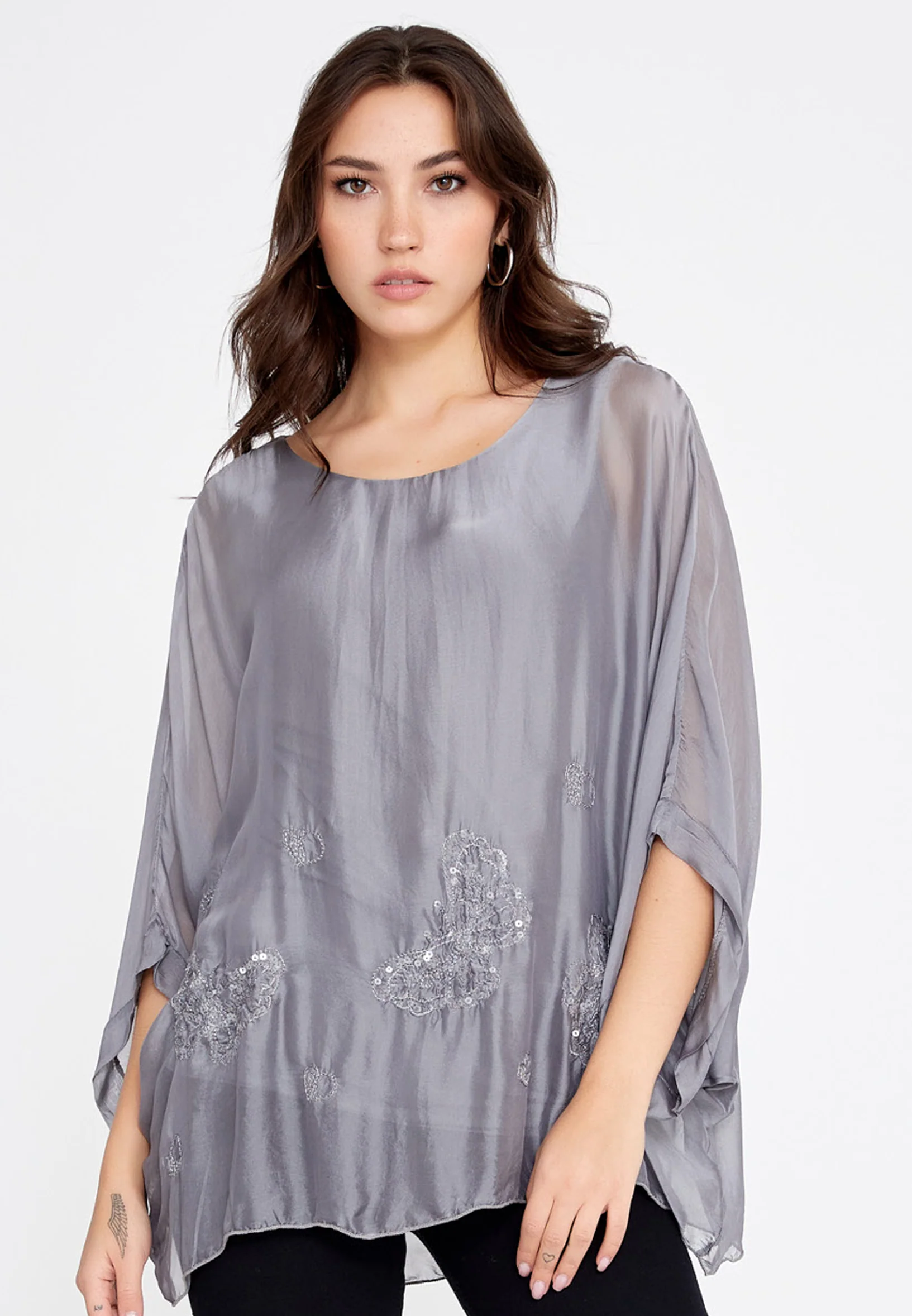 Mid-Length Solid Color Regular Blouse cav46929 - Image 13