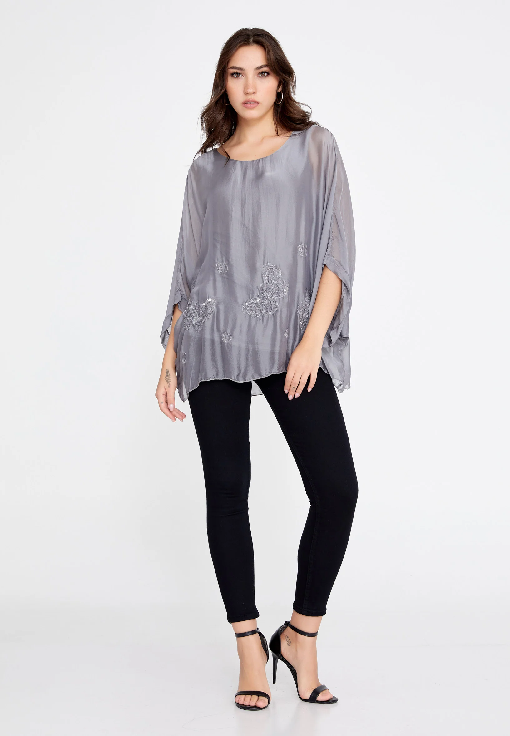 Mid-Length Solid Color Regular Blouse cav46929 - Image 14