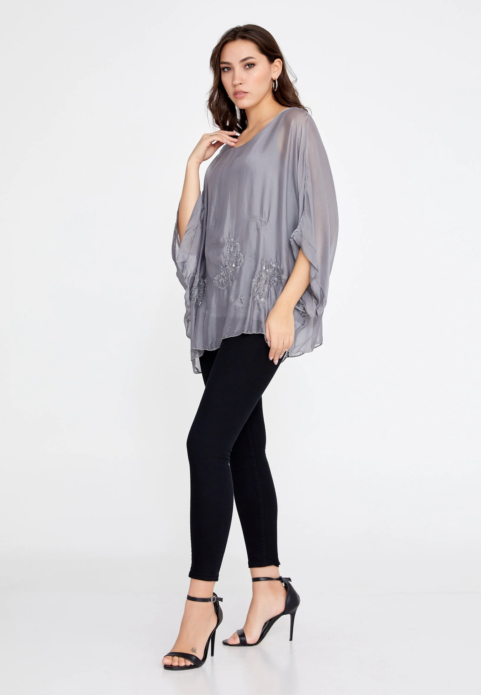 Mid-Length Solid Color Regular Blouse cav46929 - Image 15