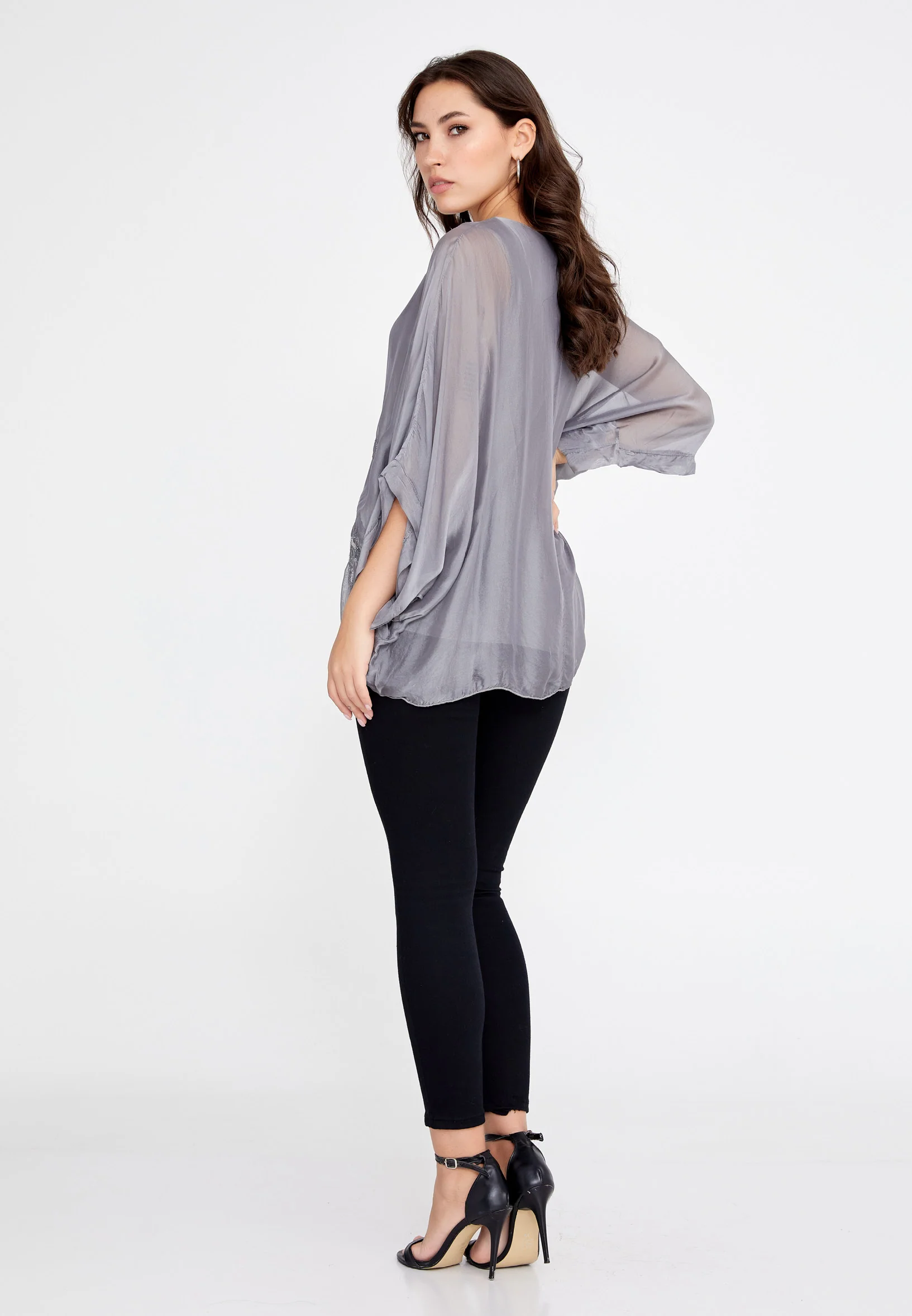 Mid-Length Solid Color Regular Blouse cav46929 - Image 16