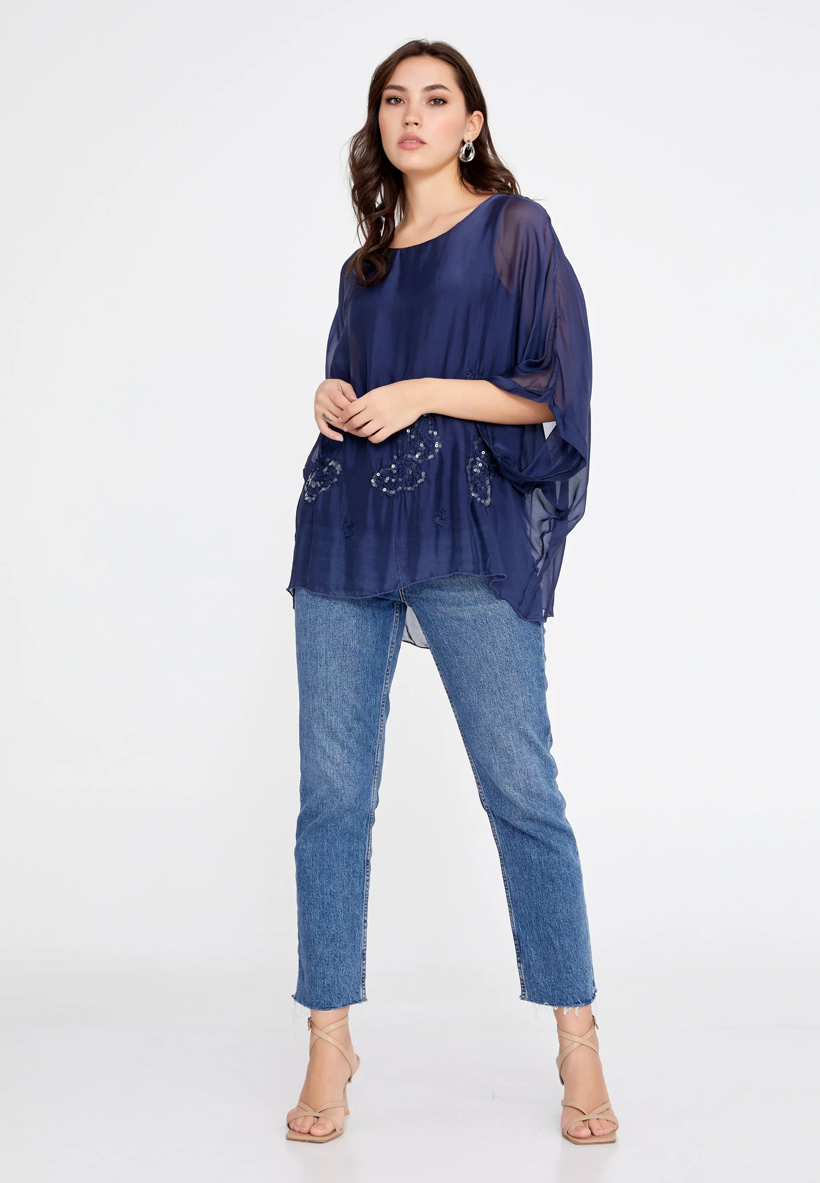 Mid-Length Solid Color Regular Blouse cav46929 - Image 18