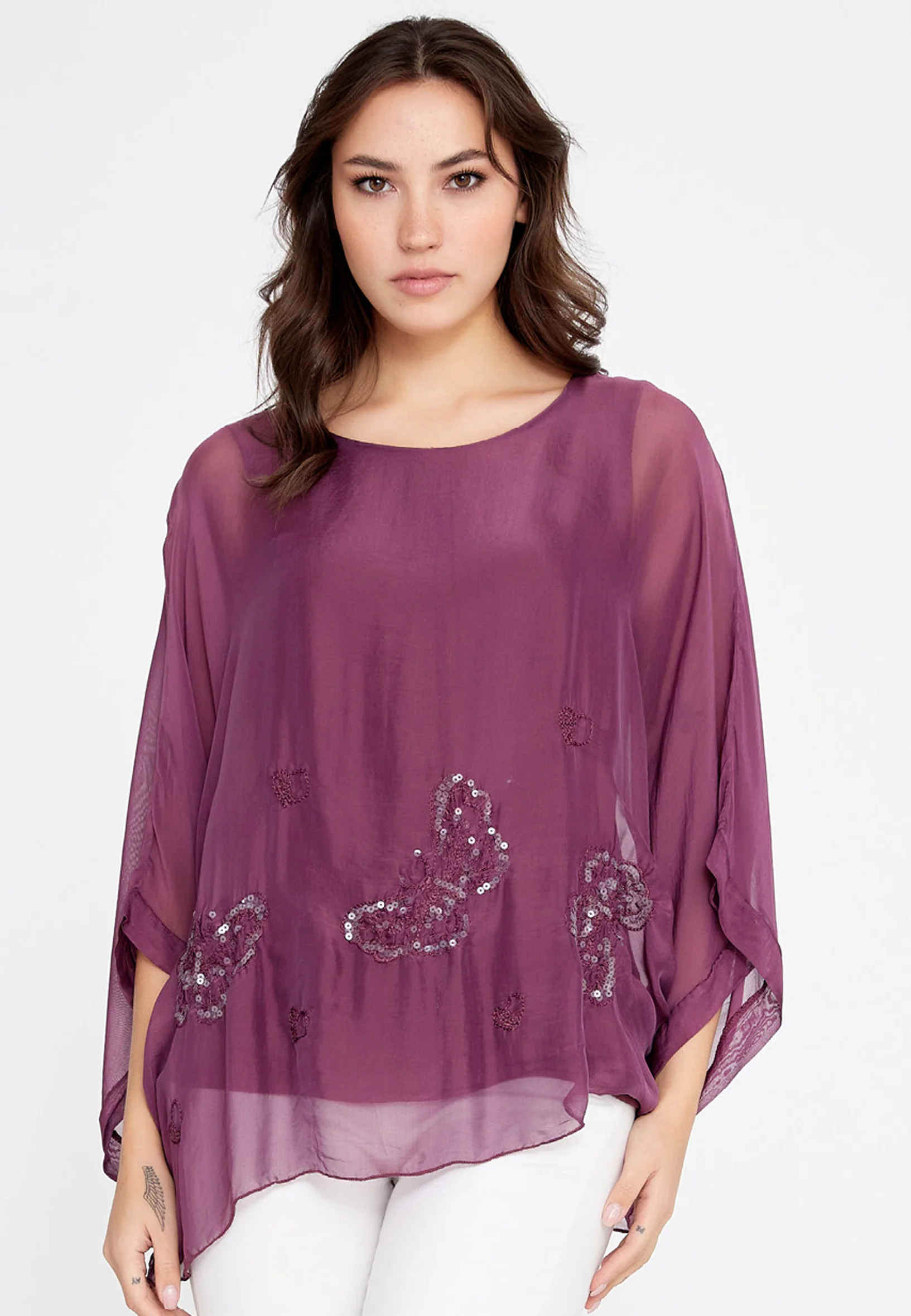 Mid-Length Solid Color Regular Blouse cav46929 - Image 21