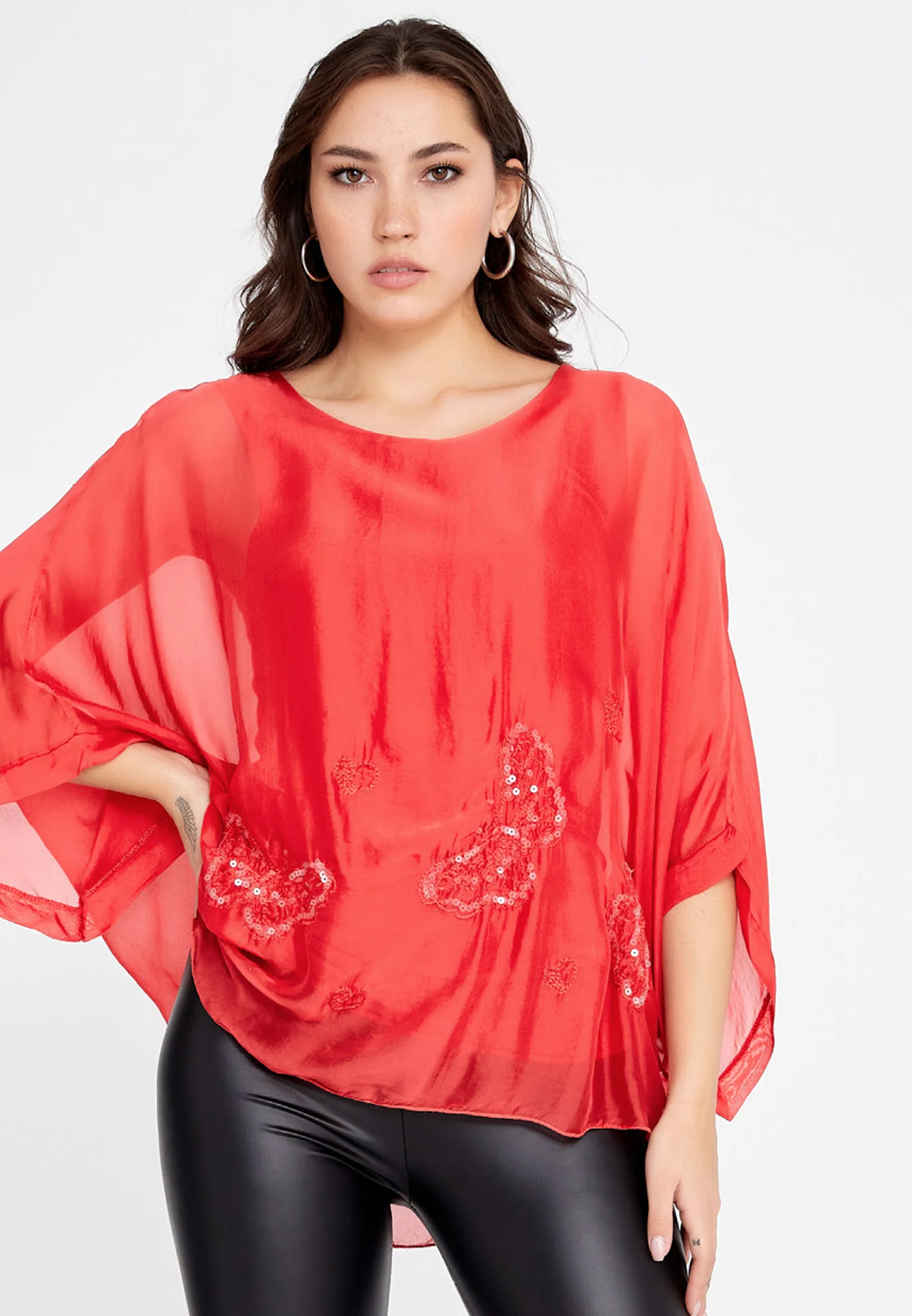 Mid-Length Solid Color Regular Blouse cav46929 - Image 25